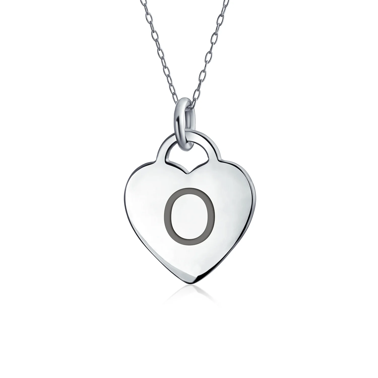 Tiny Minimalist Heart Shape Initial Pendant Necklace A-Z Sterling Silver - Image 15