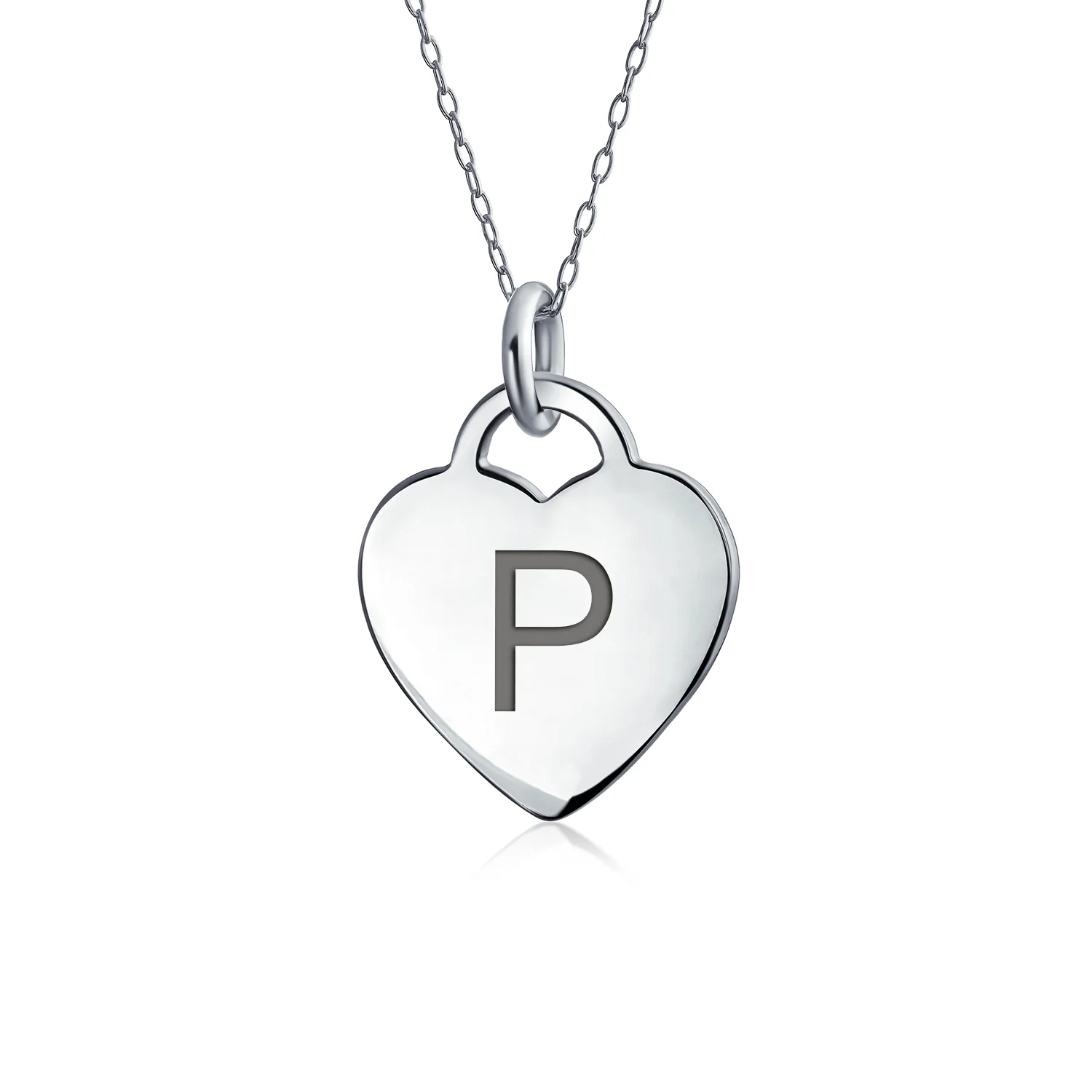 Tiny Minimalist Heart Shape Initial Pendant Necklace A-Z Sterling Silver - Image 16