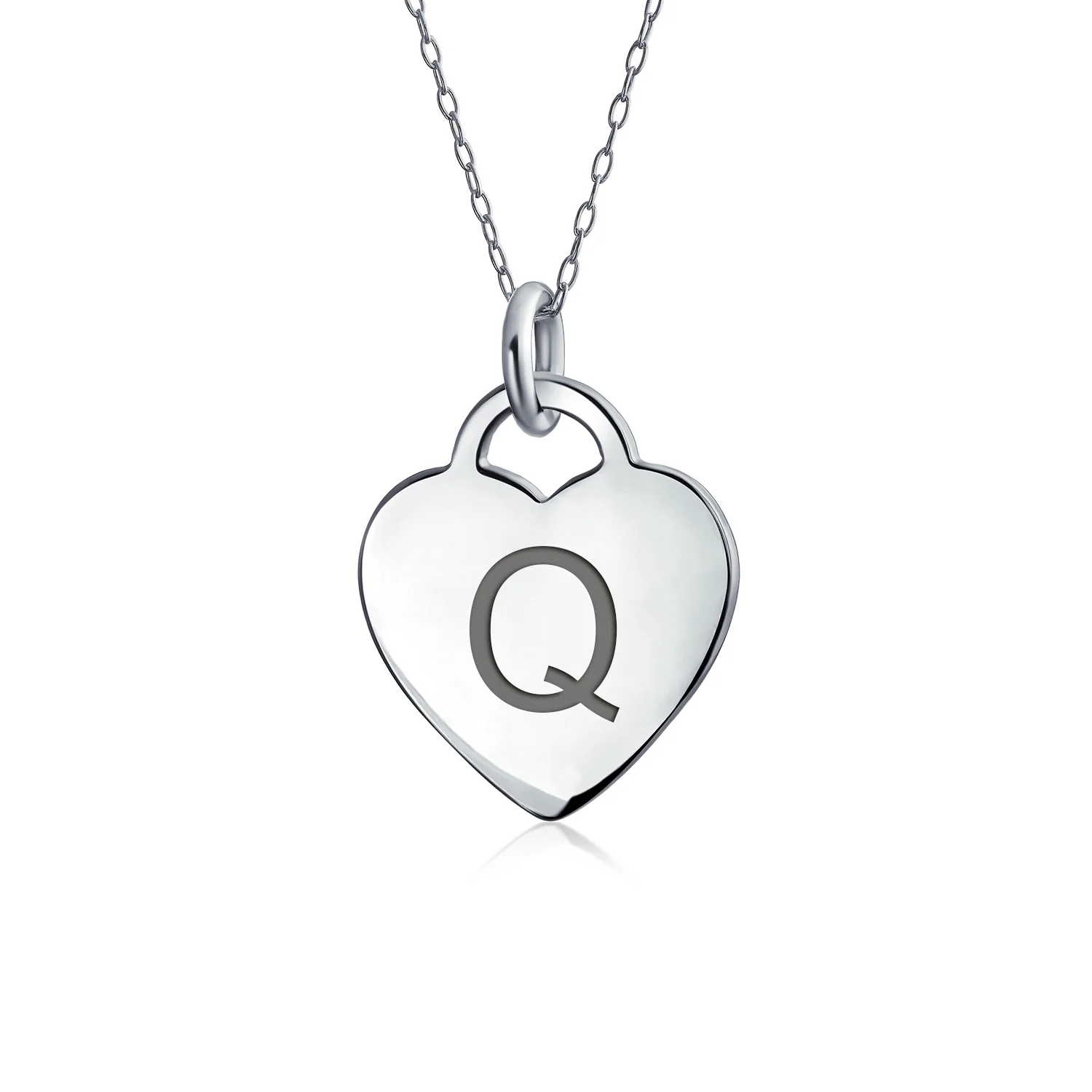 Tiny Minimalist Heart Shape Initial Pendant Necklace A-Z Sterling Silver - Image 17