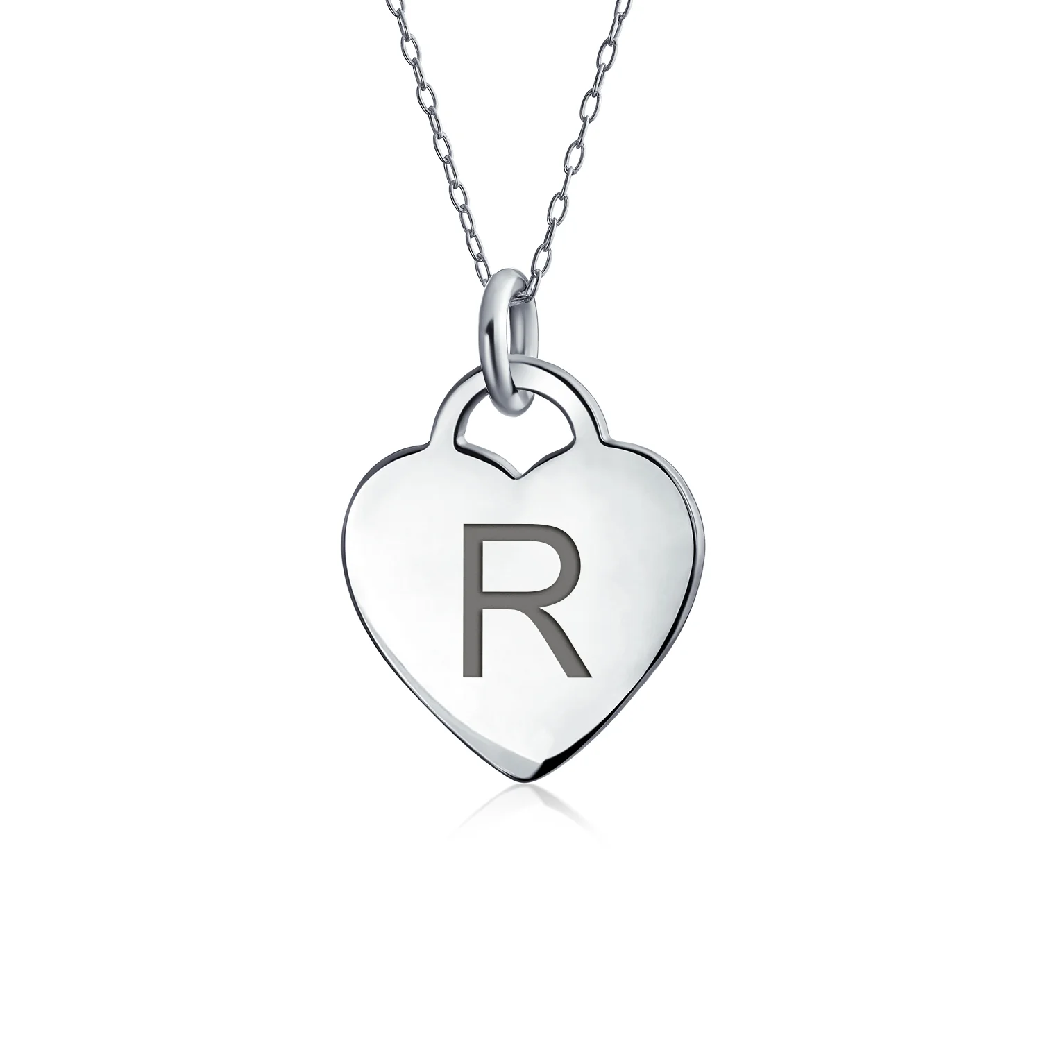 Tiny Minimalist Heart Shape Initial Pendant Necklace A-Z Sterling Silver - Image 18