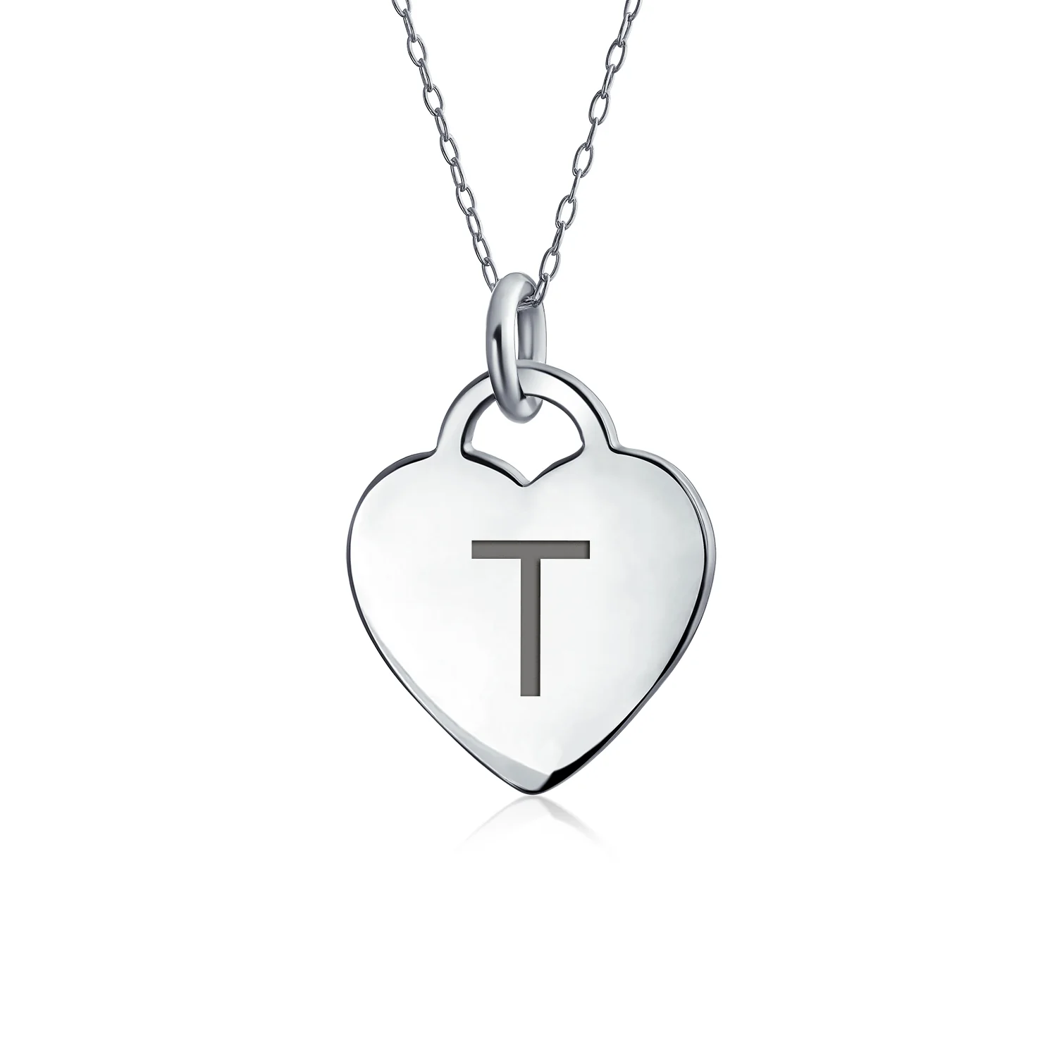 Tiny Minimalist Heart Shape Initial Pendant Necklace A-Z Sterling Silver - Image 20