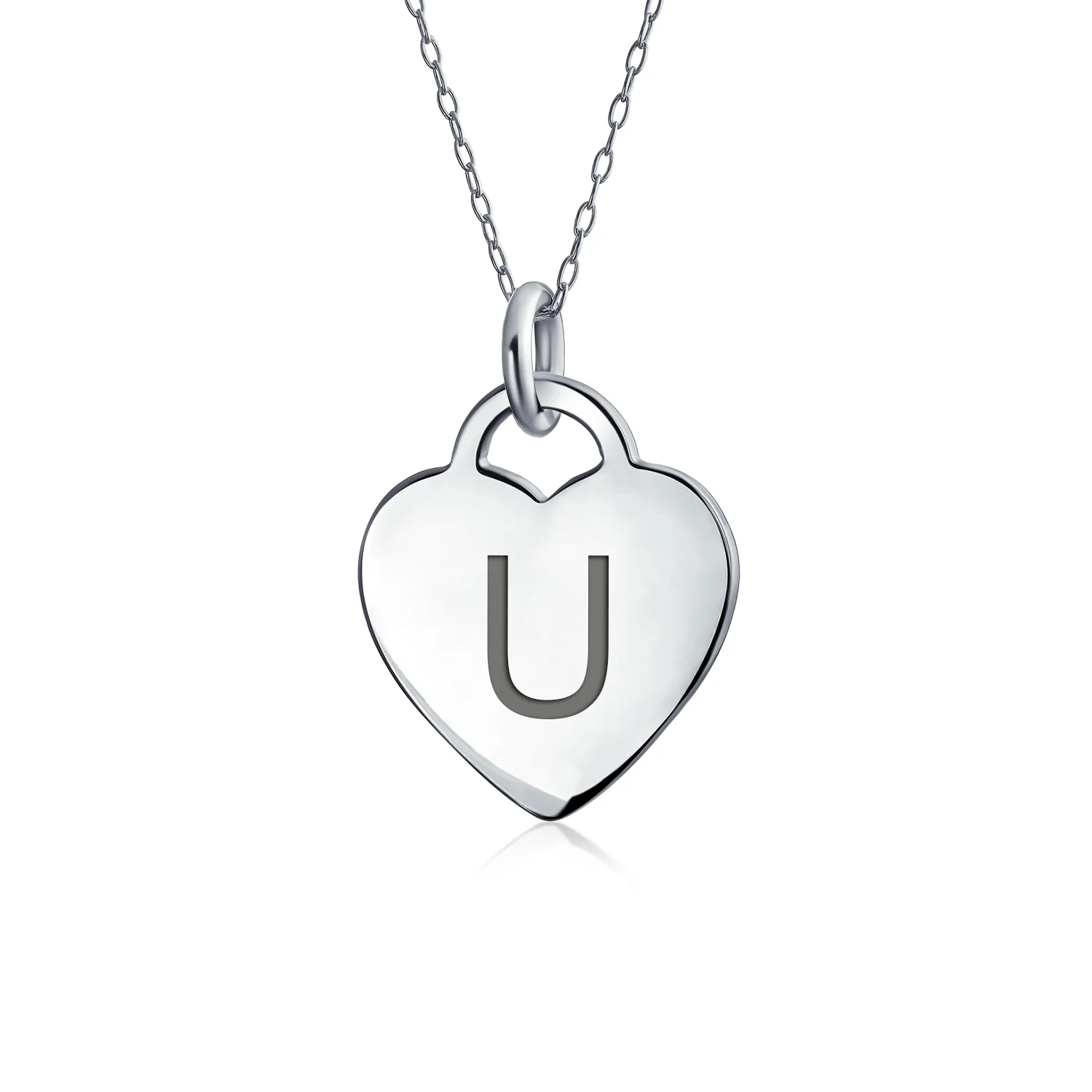Tiny Minimalist Heart Shape Initial Pendant Necklace A-Z Sterling Silver - Image 21
