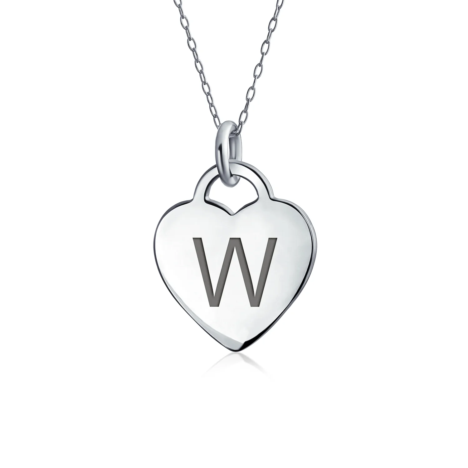 Tiny Minimalist Heart Shape Initial Pendant Necklace A-Z Sterling Silver - Image 23