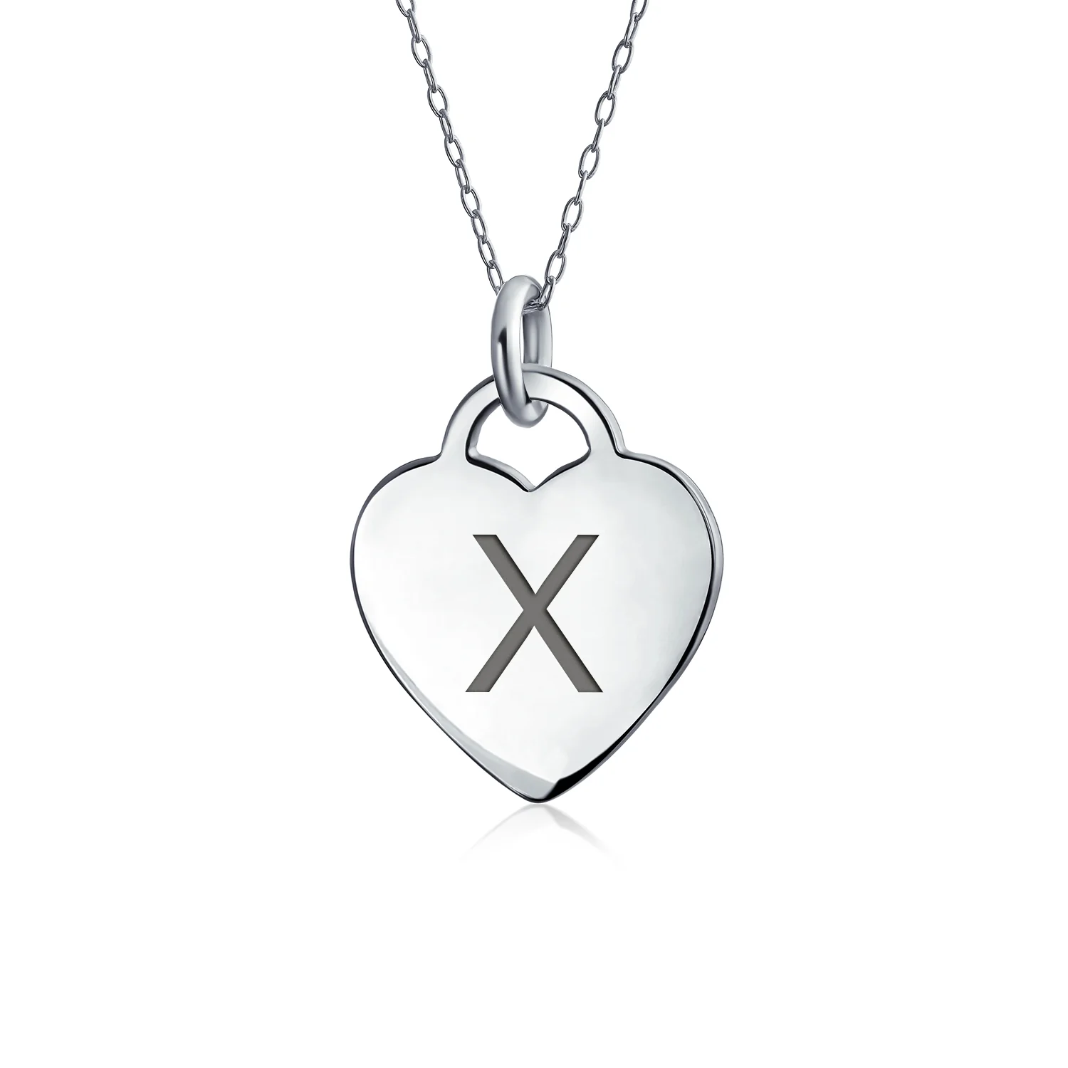 Tiny Minimalist Heart Shape Initial Pendant Necklace A-Z Sterling Silver - Image 24
