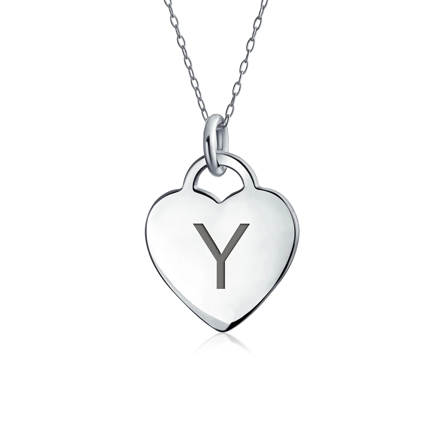 Tiny Minimalist Heart Shape Initial Pendant Necklace A-Z Sterling Silver - Image 26