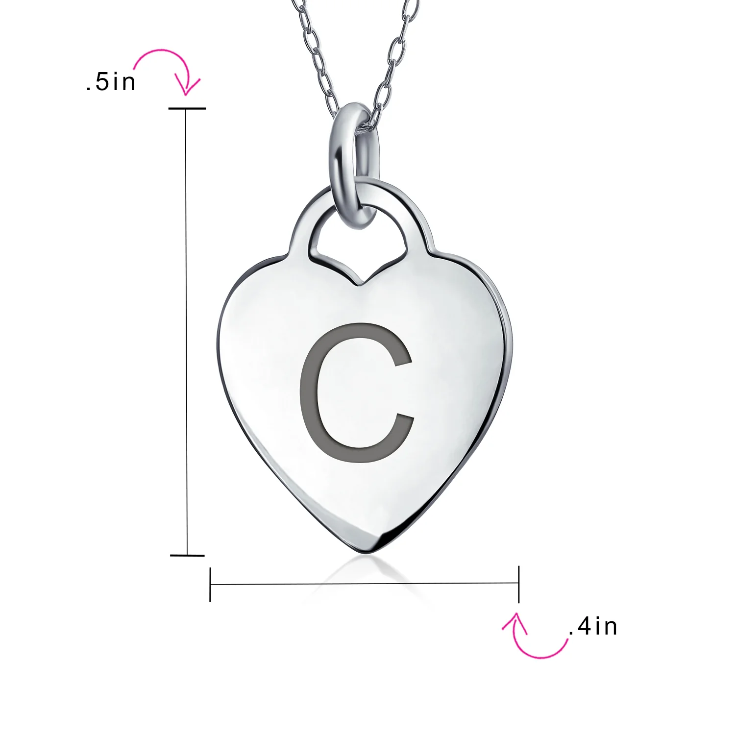 Tiny Minimalist Heart Shape Initial Pendant Necklace A-Z Sterling Silver - Image 81