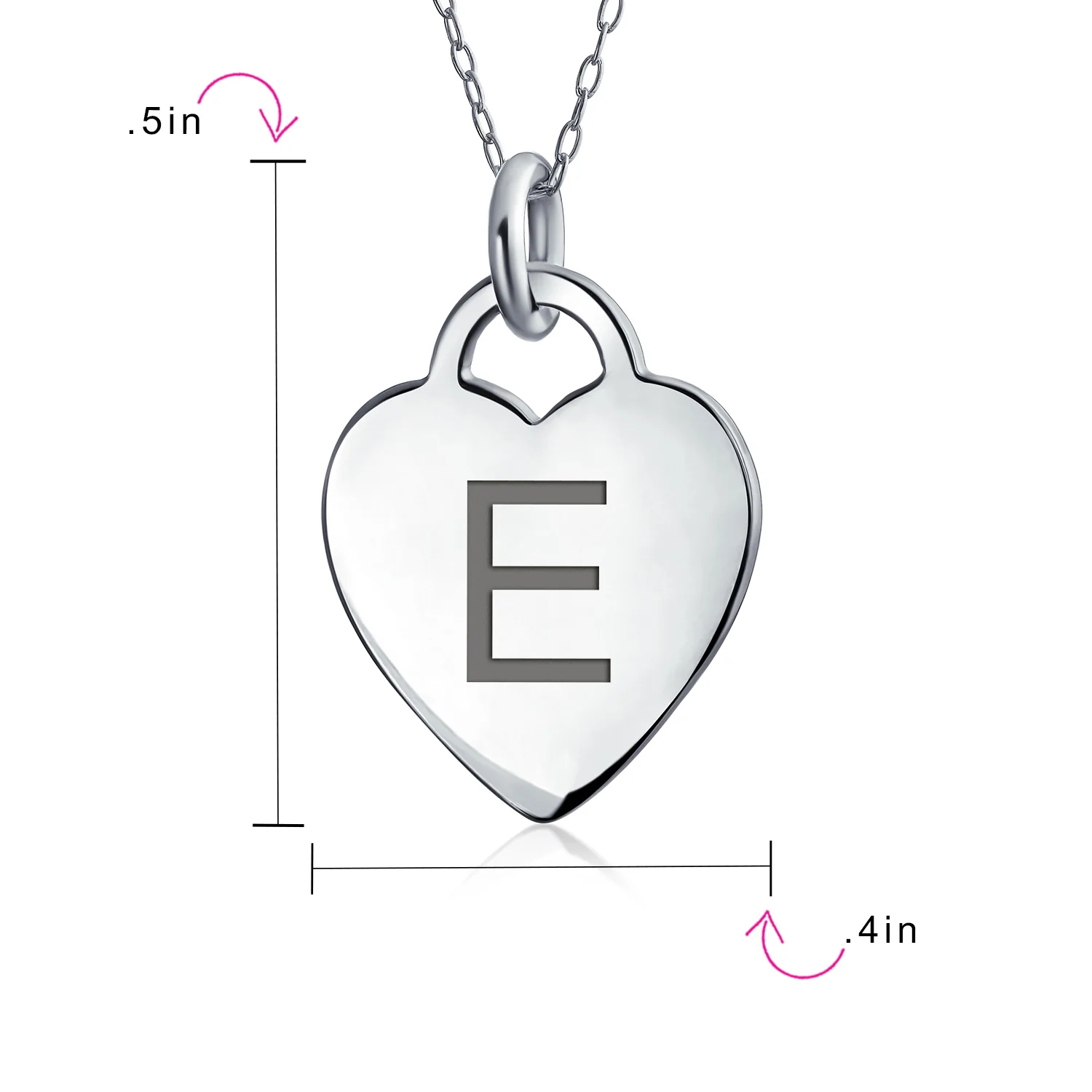 Tiny Minimalist Heart Shape Initial Pendant Necklace A-Z Sterling Silver - Image 83