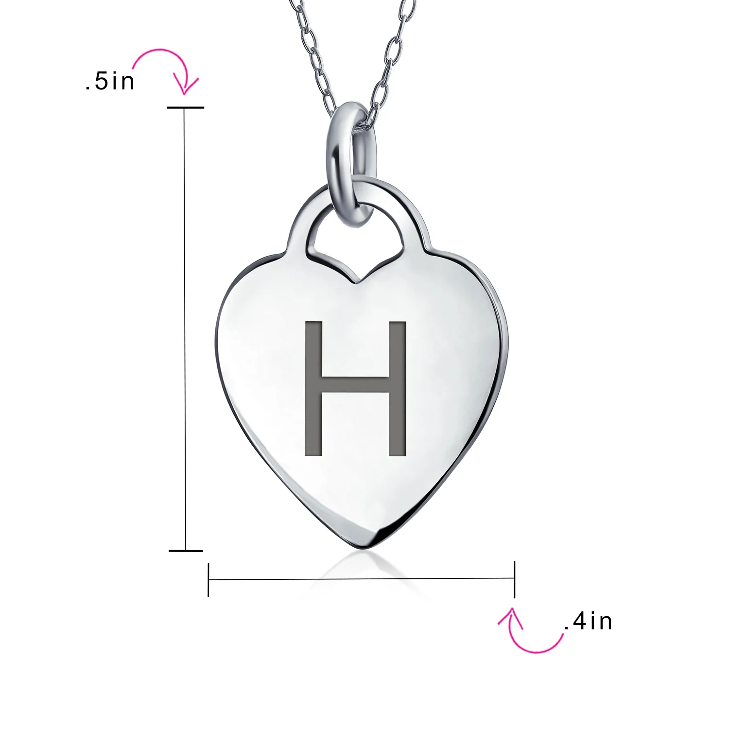 Tiny Minimalist Heart Shape Initial Pendant Necklace A-Z Sterling Silver - Image 86