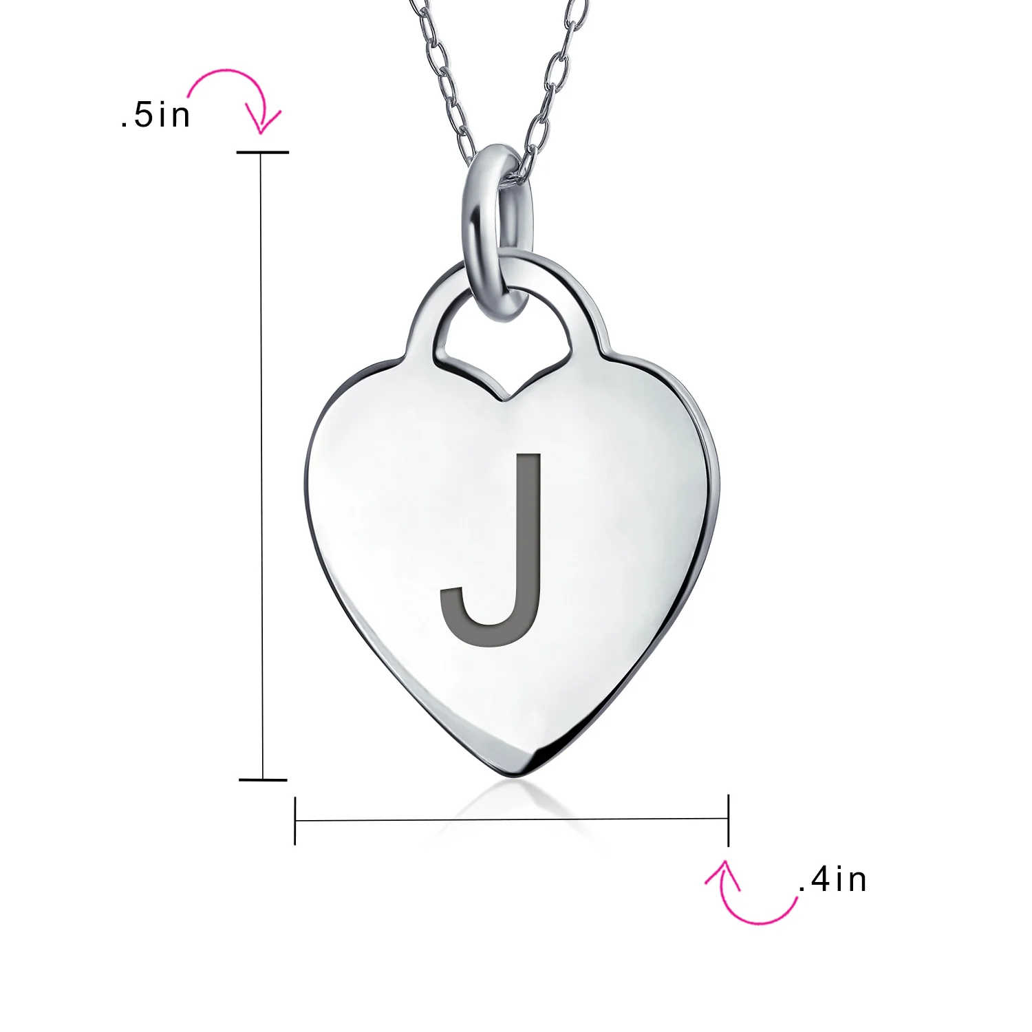 Tiny Minimalist Heart Shape Initial Pendant Necklace A-Z Sterling Silver - Image 88