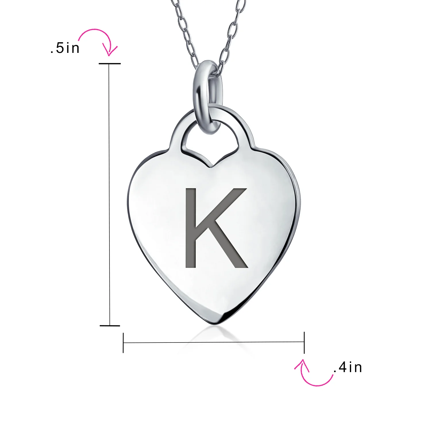Tiny Minimalist Heart Shape Initial Pendant Necklace A-Z Sterling Silver - Image 89