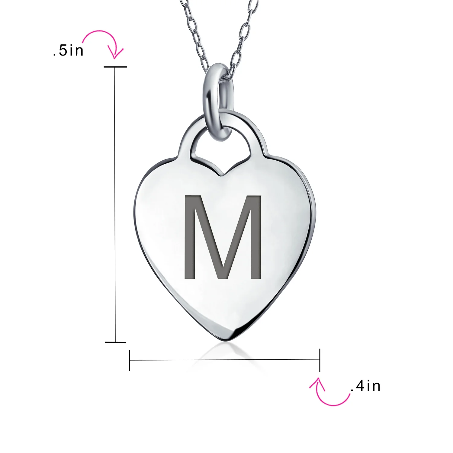 Tiny Minimalist Heart Shape Initial Pendant Necklace A-Z Sterling Silver - Image 91