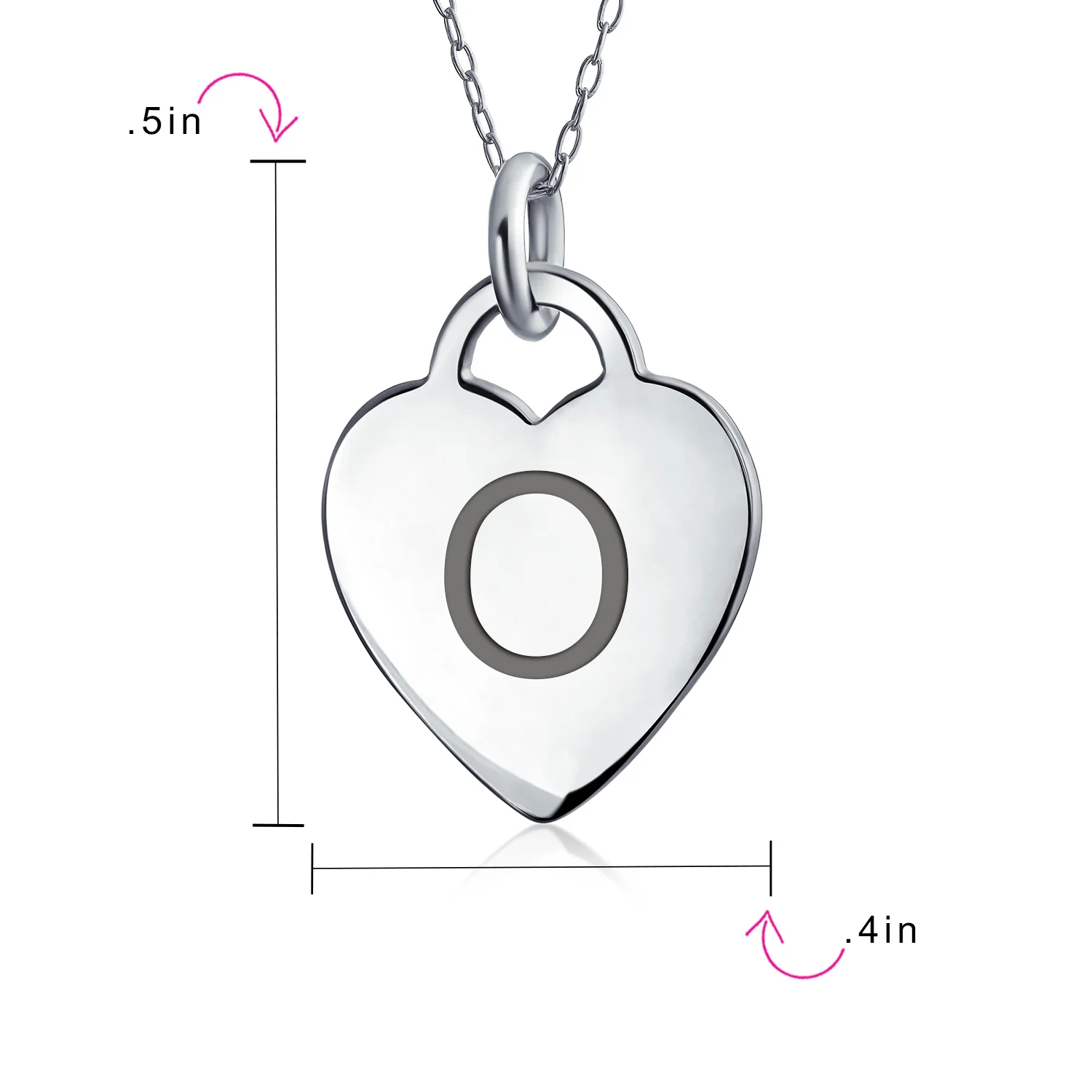 Tiny Minimalist Heart Shape Initial Pendant Necklace A-Z Sterling Silver - Image 93