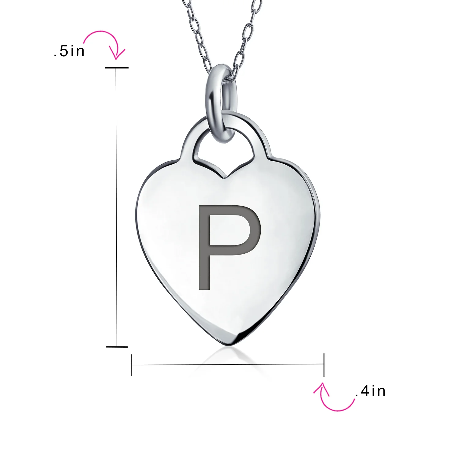 Tiny Minimalist Heart Shape Initial Pendant Necklace A-Z Sterling Silver - Image 94