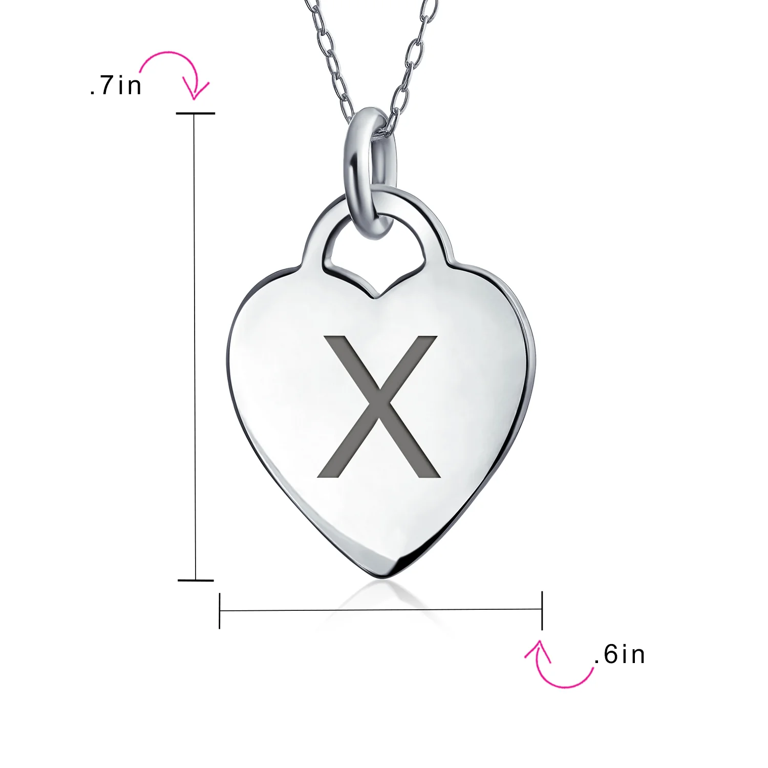Tiny Minimalist Heart Initial Pendant Necklace Sterling Silver A-Z Alphabet - Image 101