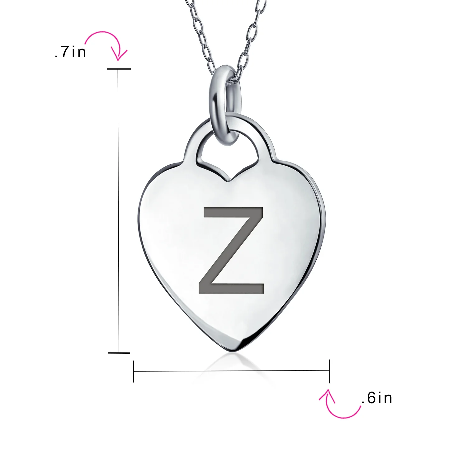 Tiny Minimalist Heart Initial Pendant Necklace Sterling Silver A-Z Alphabet - Image 103