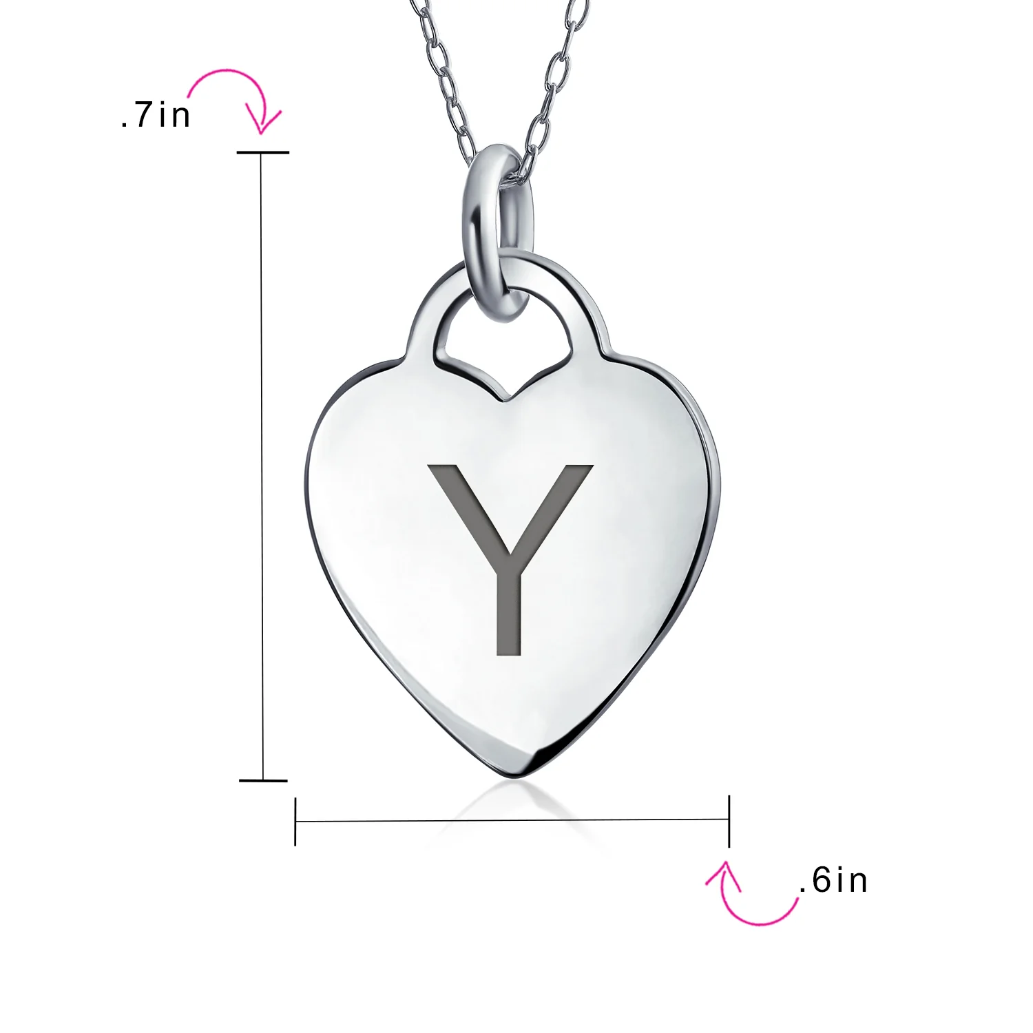 Tiny Minimalist Heart Initial Pendant Necklace Sterling Silver A-Z Alphabet - Image 104