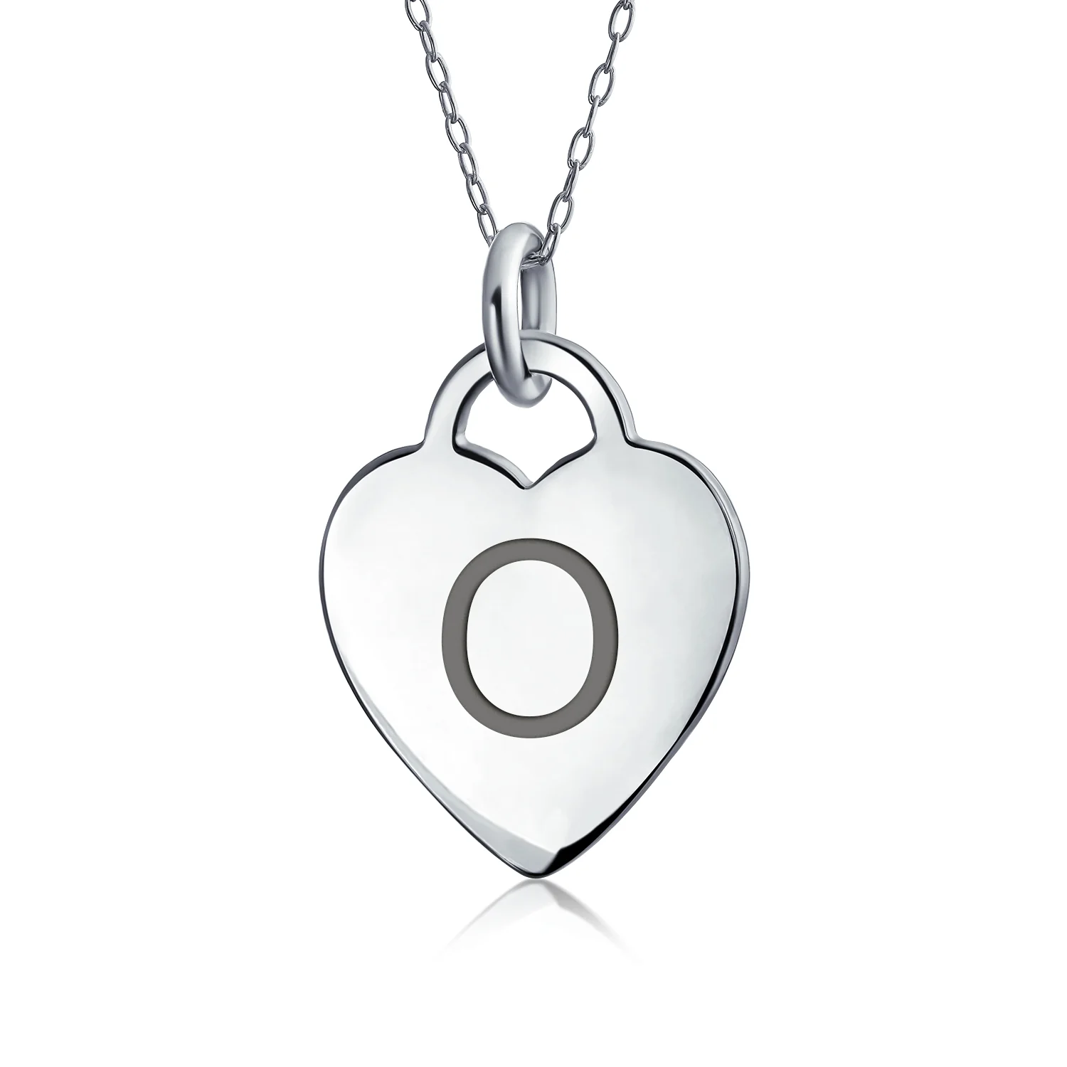 Tiny Minimalist Heart Initial Pendant Necklace Sterling Silver A-Z Alphabet - Image 14