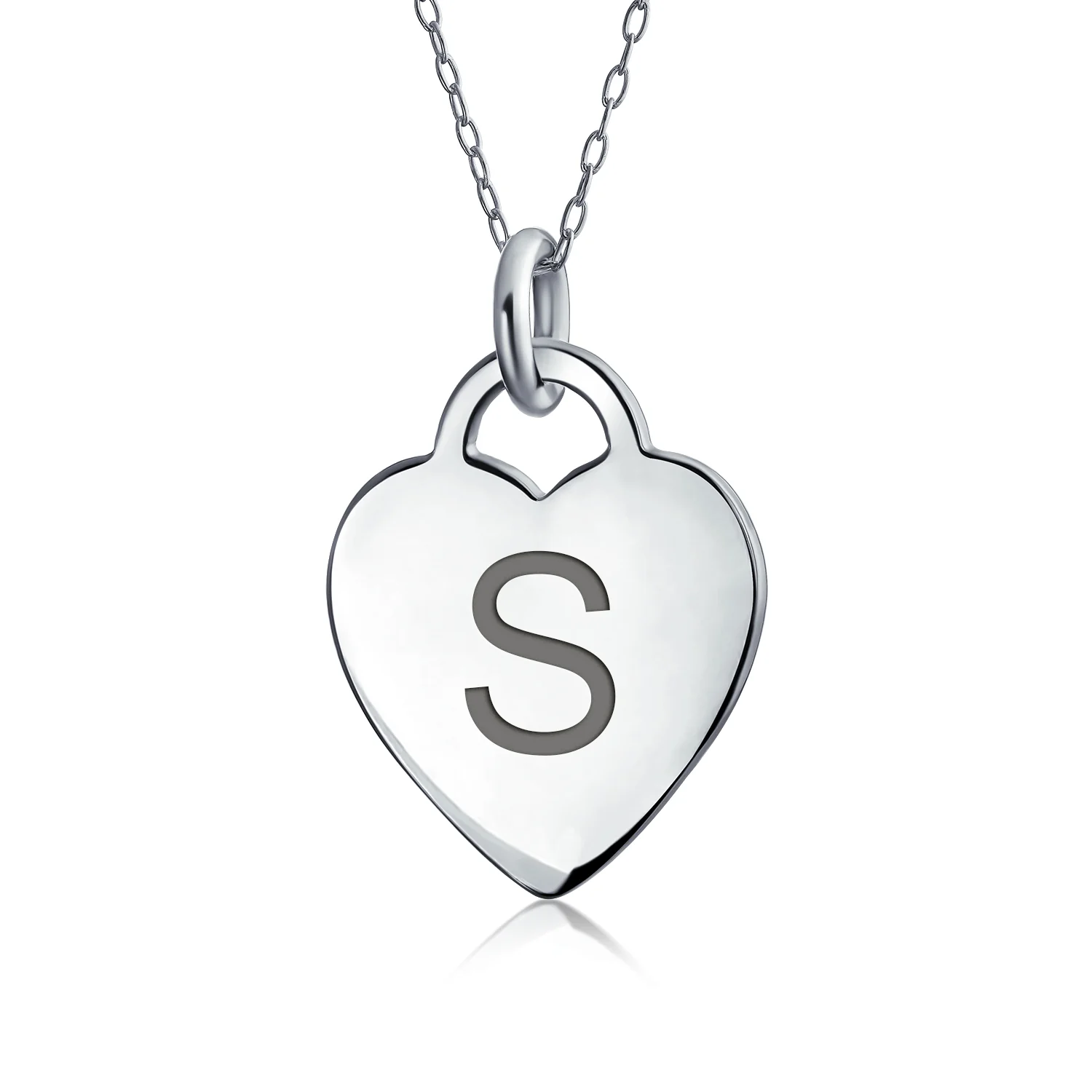 Tiny Minimalist Heart Initial Pendant Necklace Sterling Silver A-Z Alphabet - Image 18