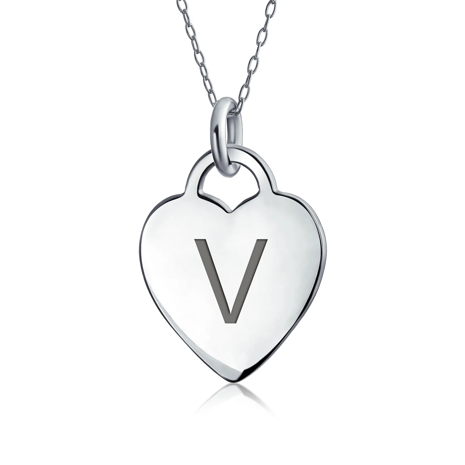 Tiny Minimalist Heart Initial Pendant Necklace Sterling Silver A-Z Alphabet - Image 21