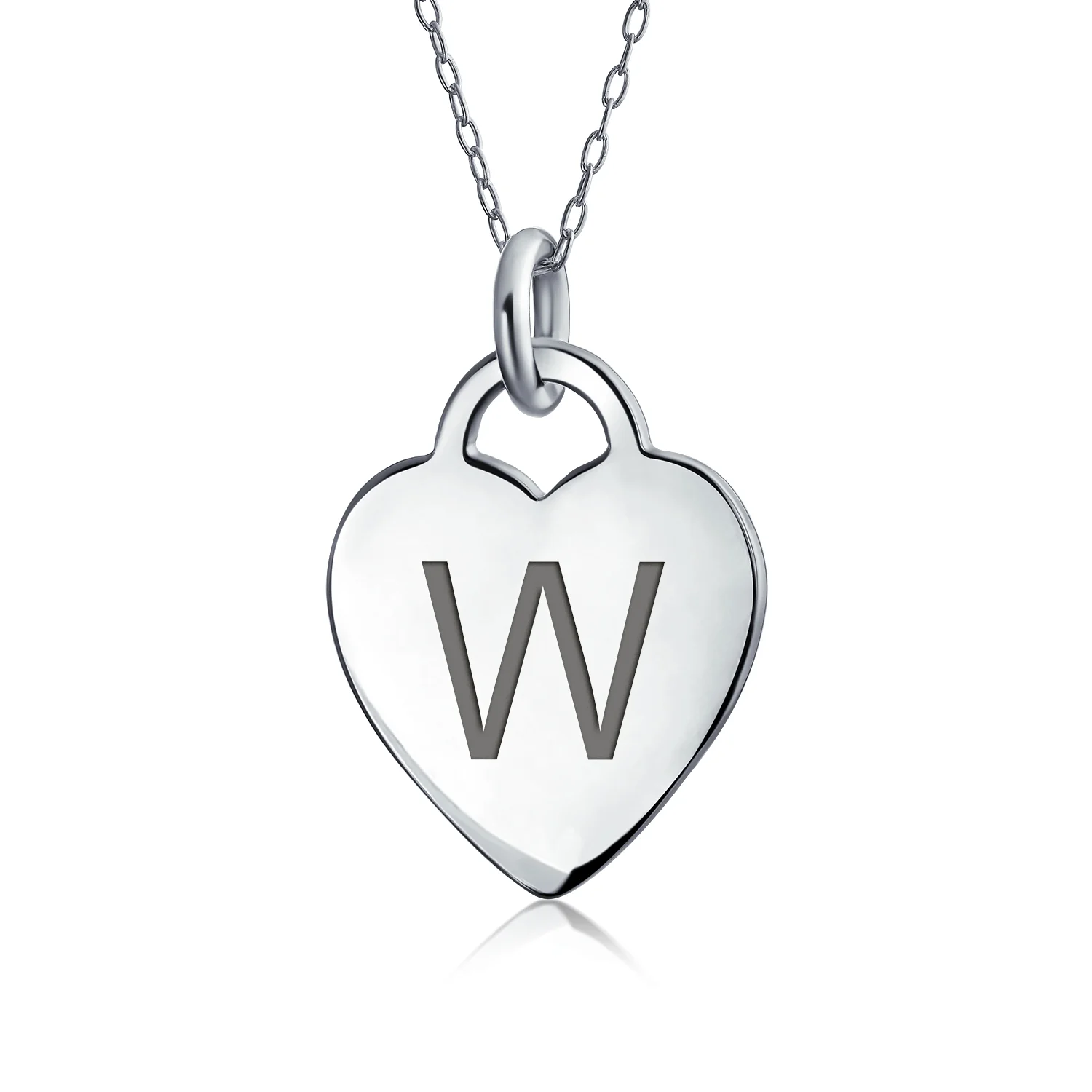 Tiny Minimalist Heart Initial Pendant Necklace Sterling Silver A-Z Alphabet - Image 22
