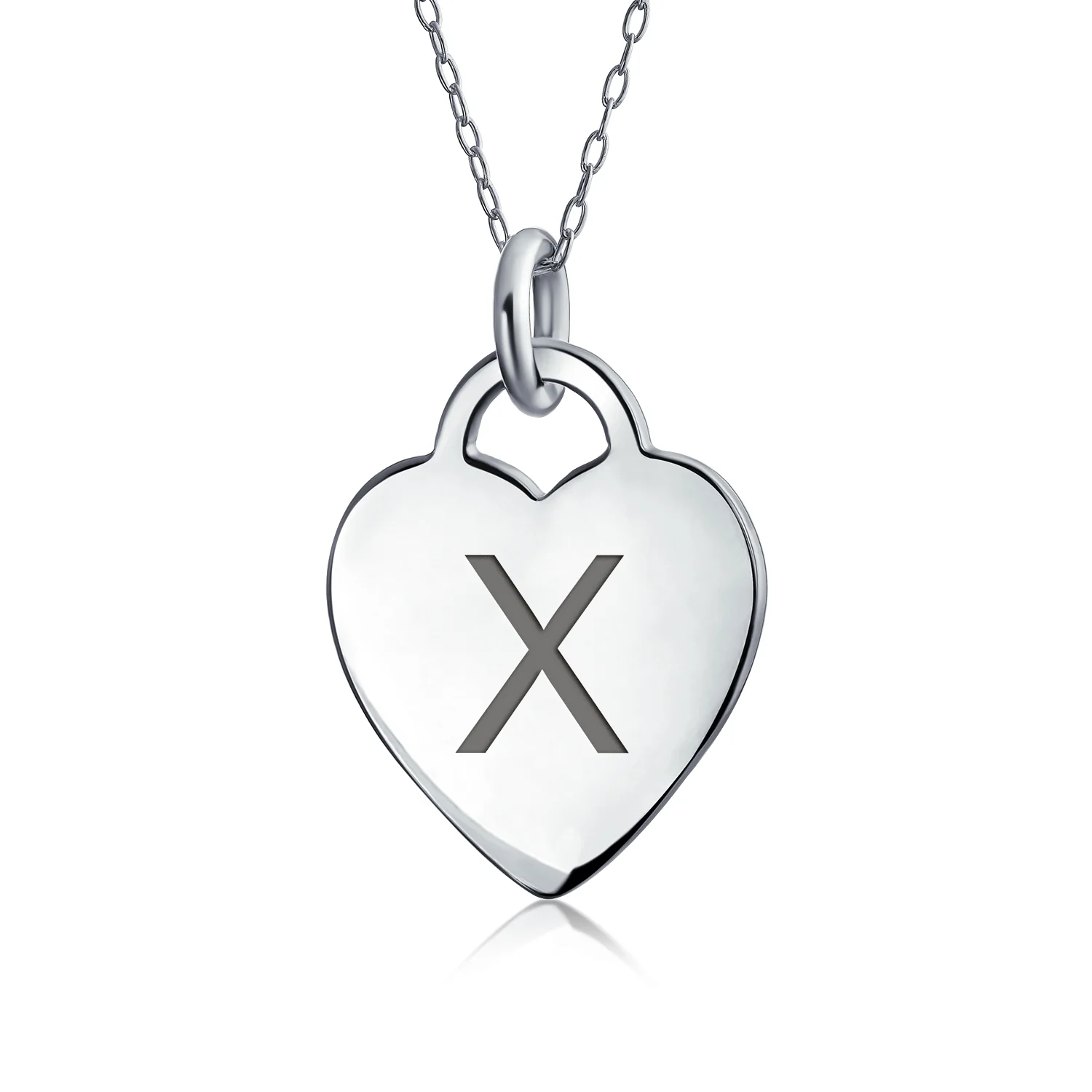 Tiny Minimalist Heart Initial Pendant Necklace Sterling Silver A-Z Alphabet - Image 23