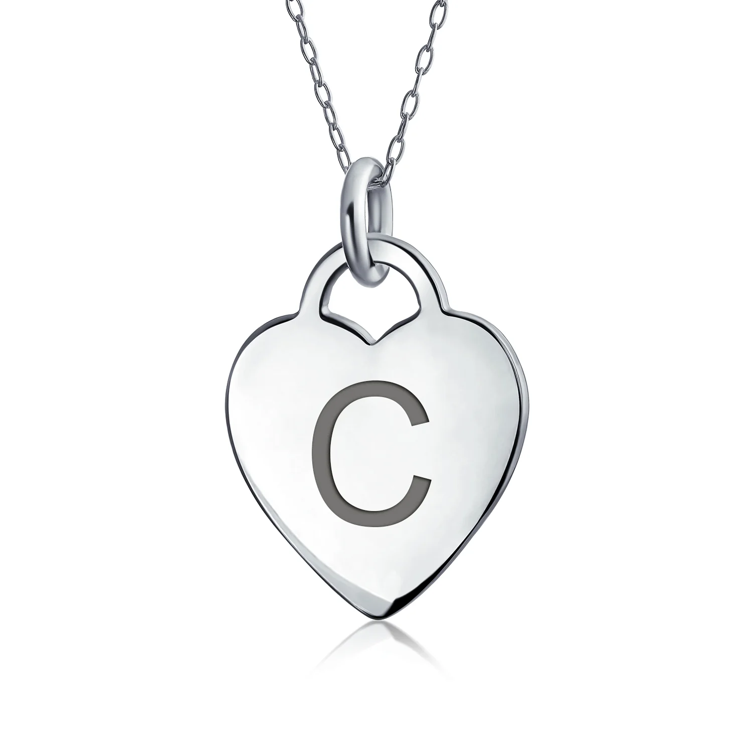 Tiny Minimalist Heart Initial Pendant Necklace Sterling Silver A-Z Alphabet - Image 3