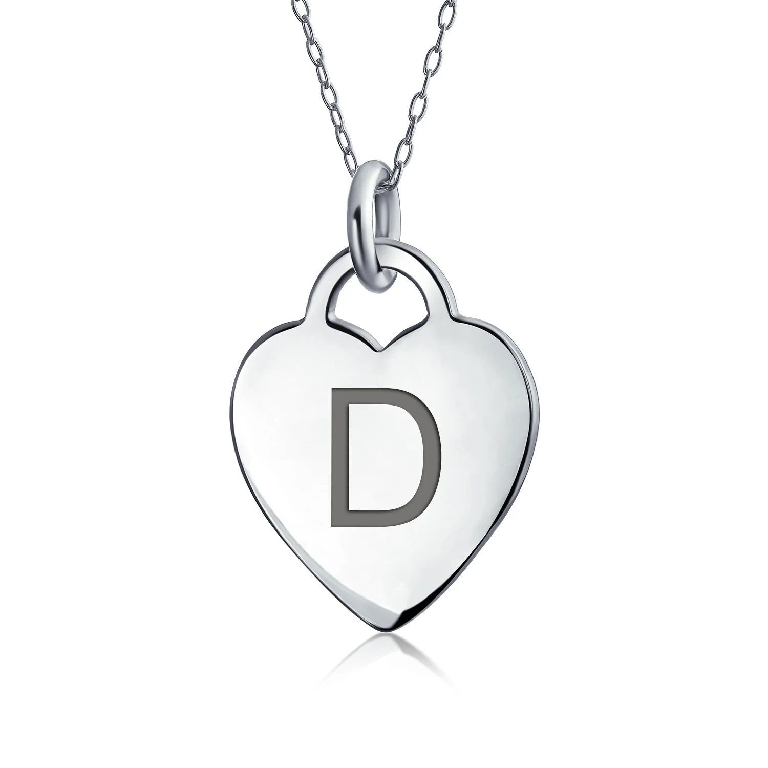 Tiny Minimalist Heart Initial Pendant Necklace Sterling Silver A-Z Alphabet - Image 4