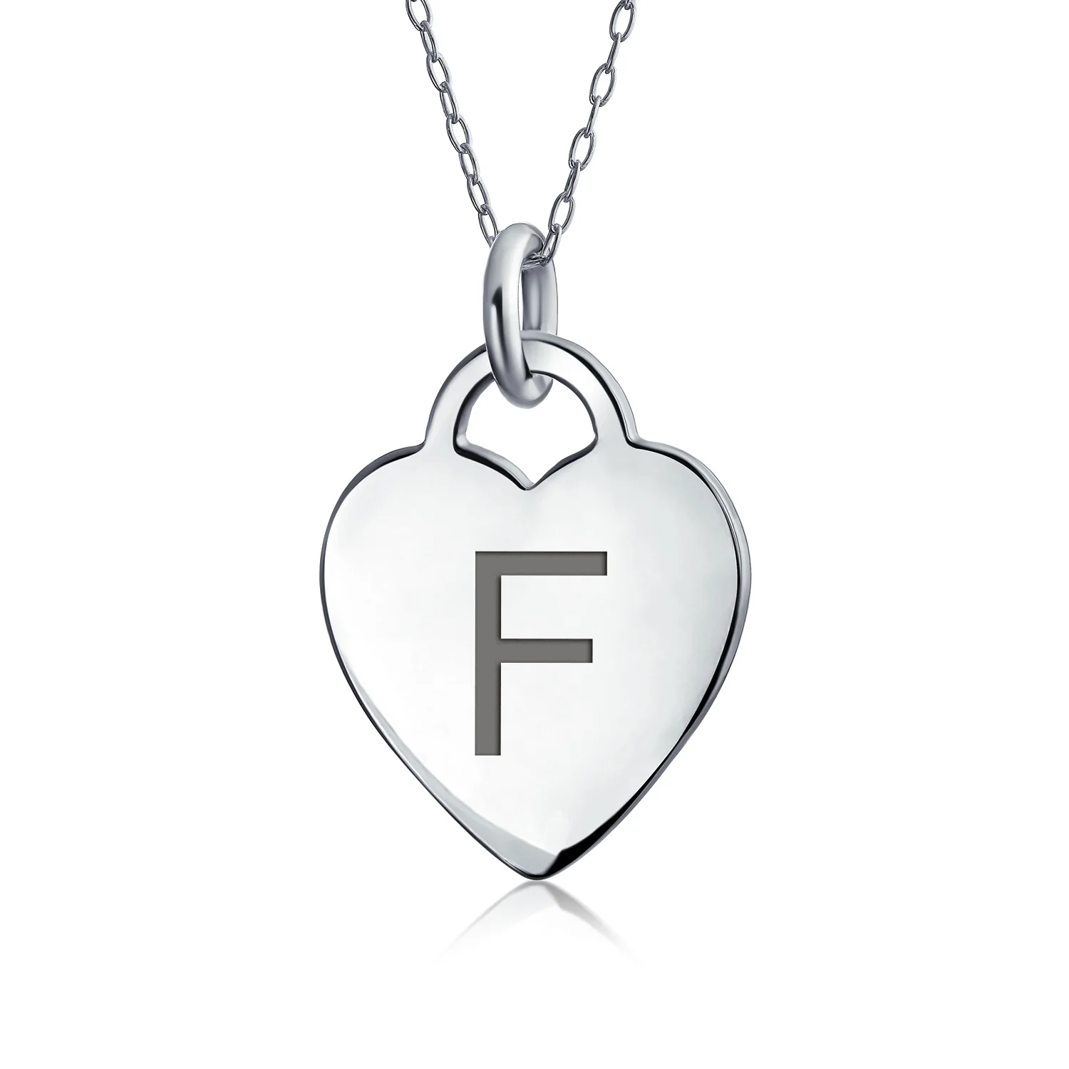 Tiny Minimalist Heart Initial Pendant Necklace Sterling Silver A-Z Alphabet - Image 6