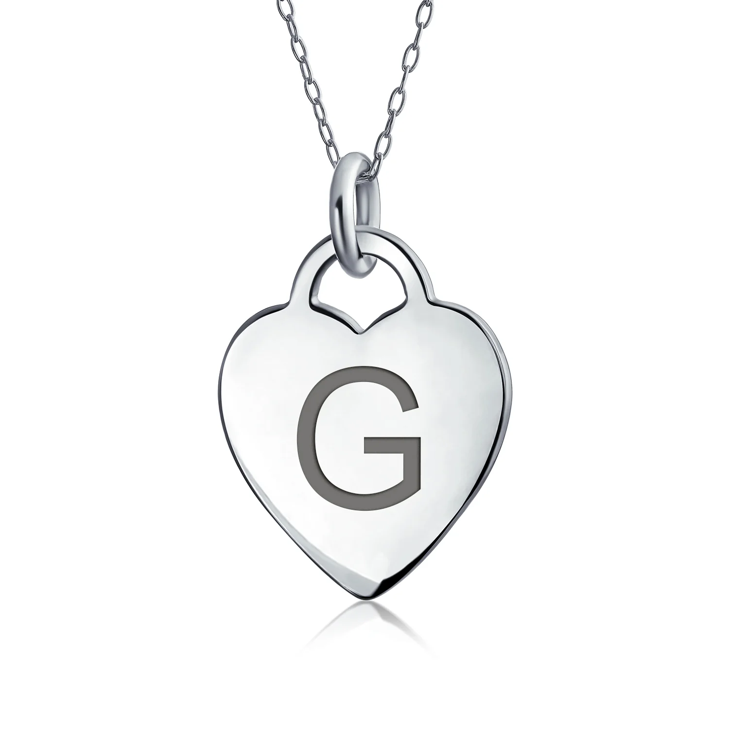 Tiny Minimalist Heart Initial Pendant Necklace Sterling Silver A-Z Alphabet - Image 7