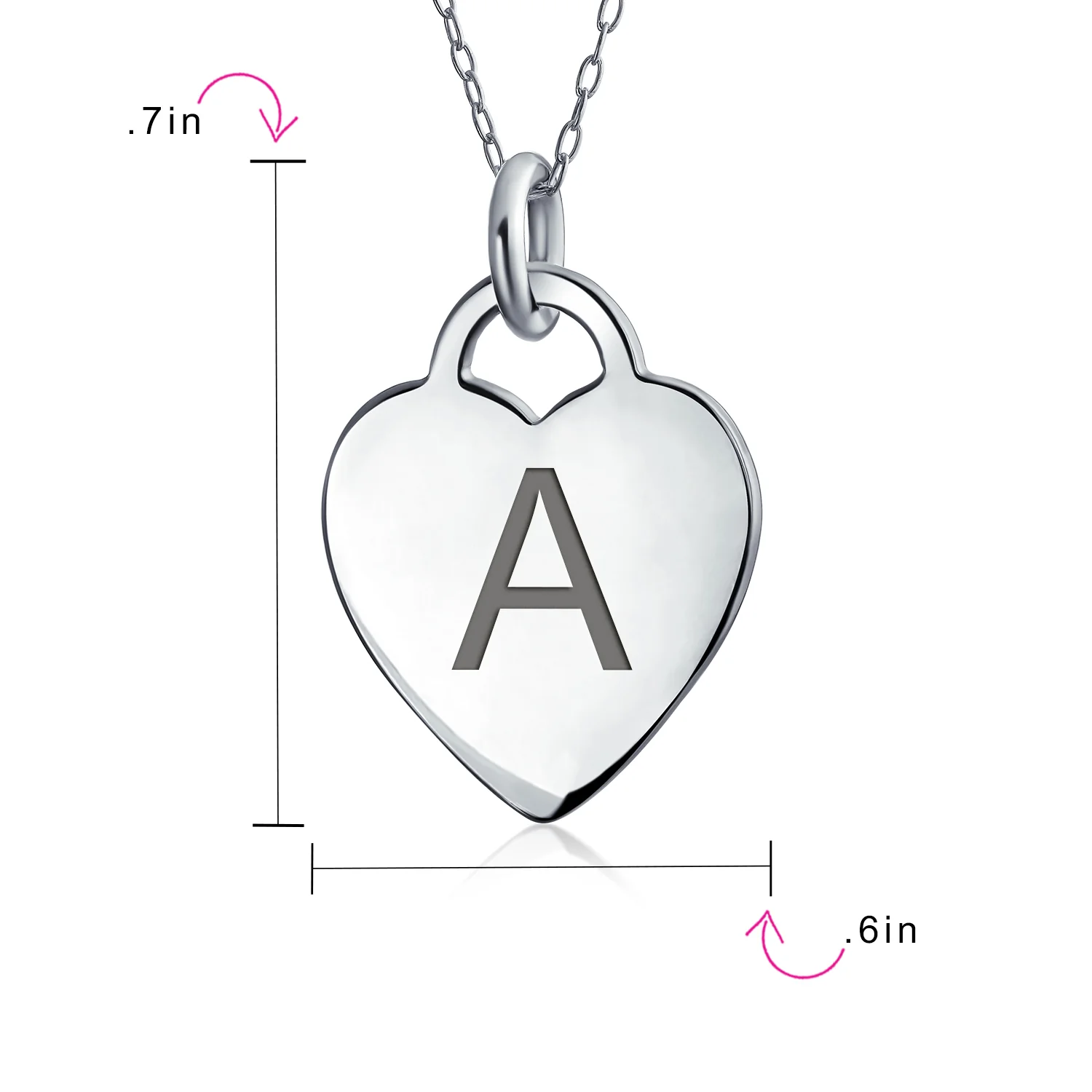 Tiny Minimalist Heart Initial Pendant Necklace Sterling Silver A-Z Alphabet - Image 79