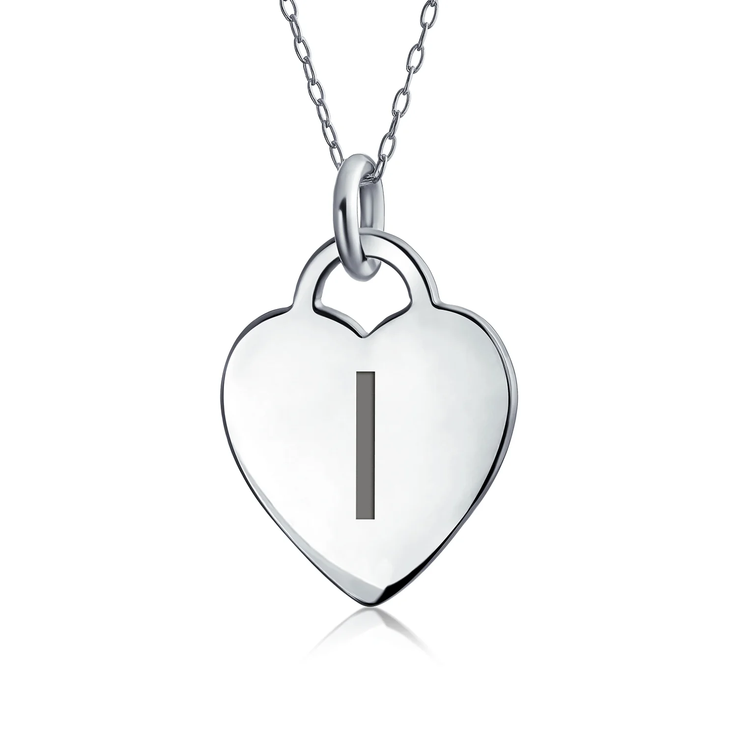 Tiny Minimalist Heart Initial Pendant Necklace Sterling Silver A-Z Alphabet - Image 8