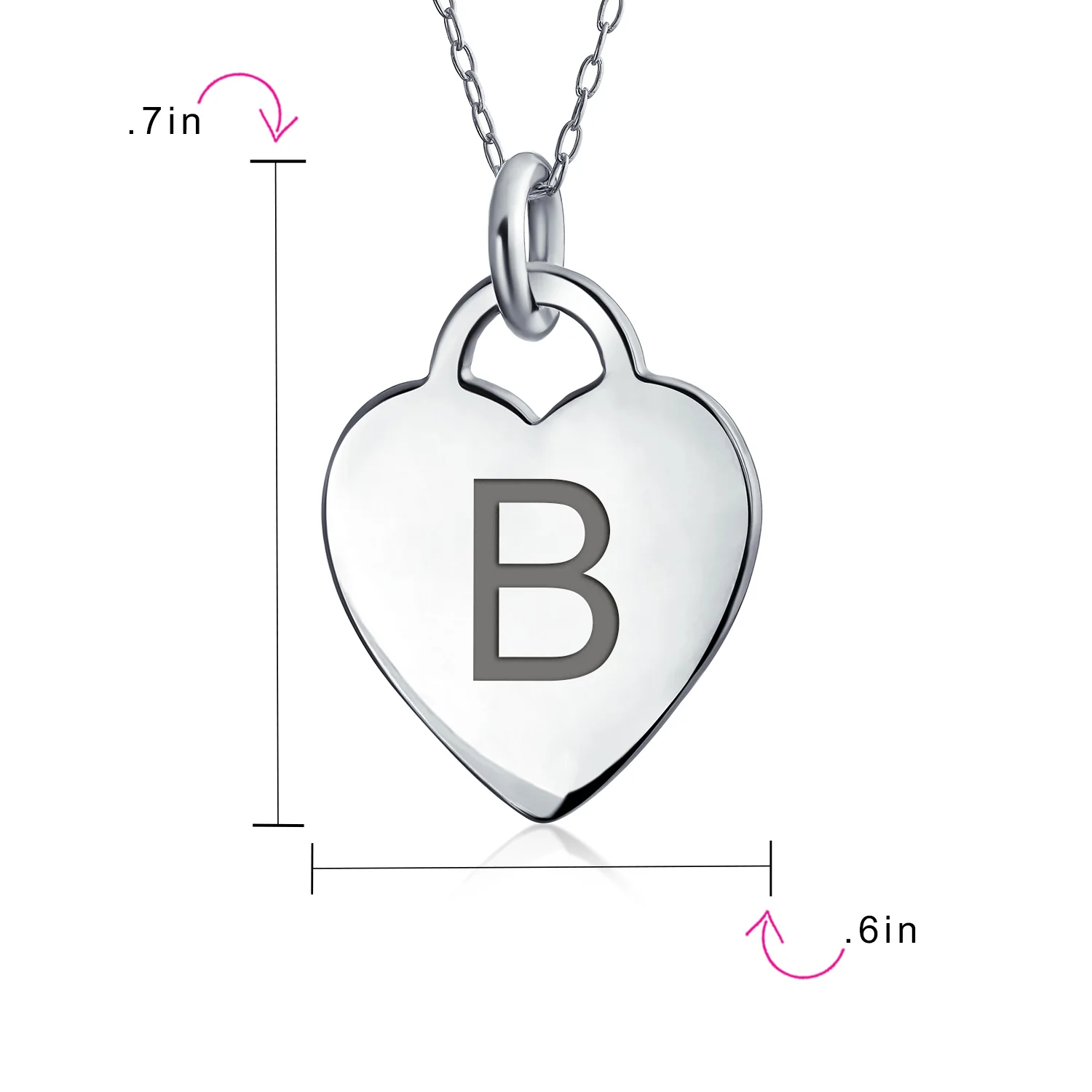 Tiny Minimalist Heart Initial Pendant Necklace Sterling Silver A-Z Alphabet - Image 80