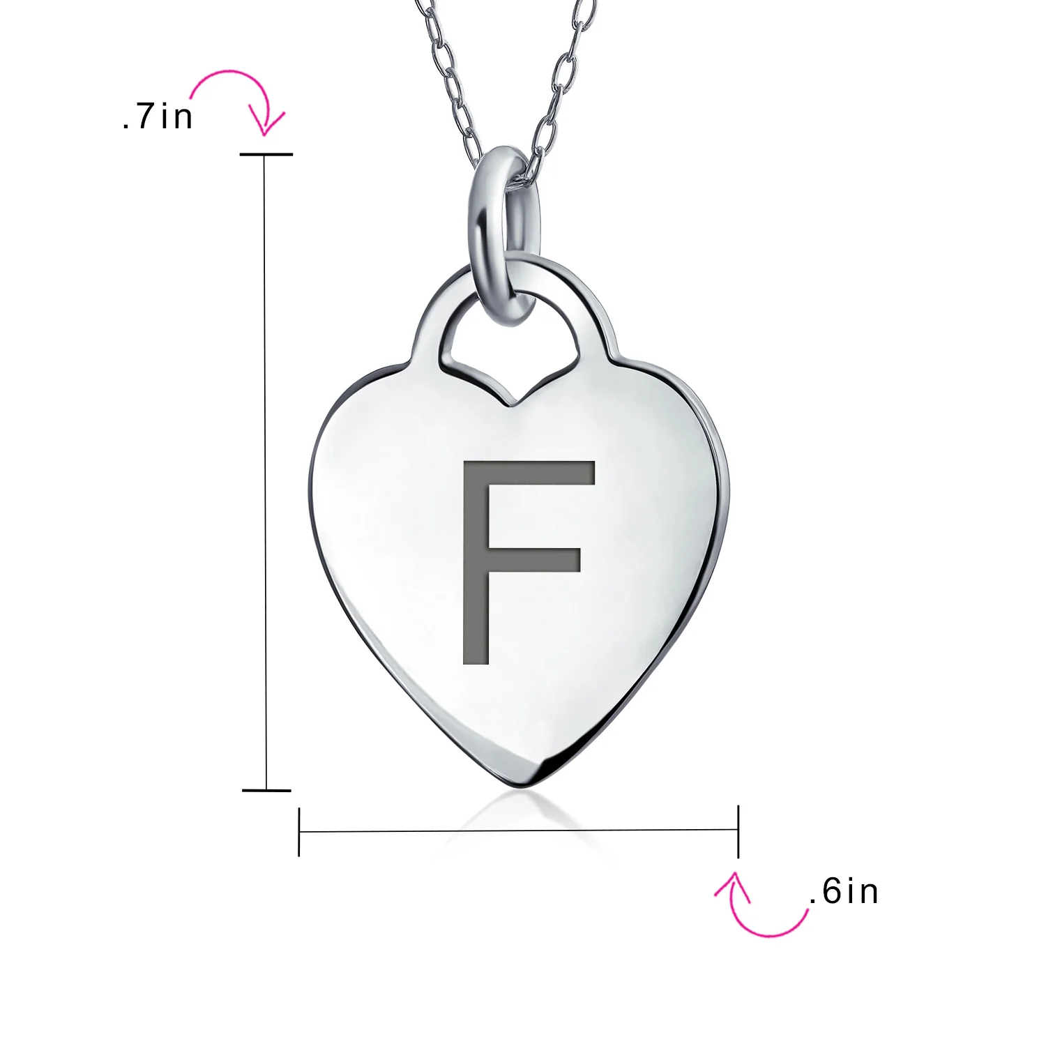 Tiny Minimalist Heart Initial Pendant Necklace Sterling Silver A-Z Alphabet - Image 84