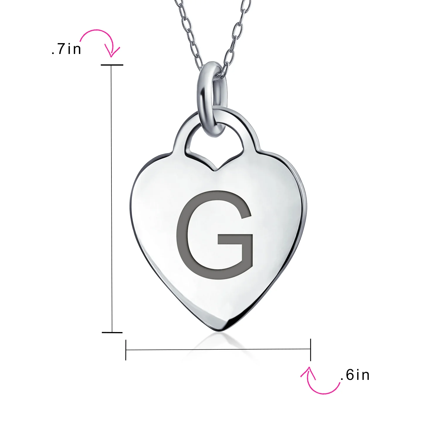 Tiny Minimalist Heart Initial Pendant Necklace Sterling Silver A-Z Alphabet - Image 85
