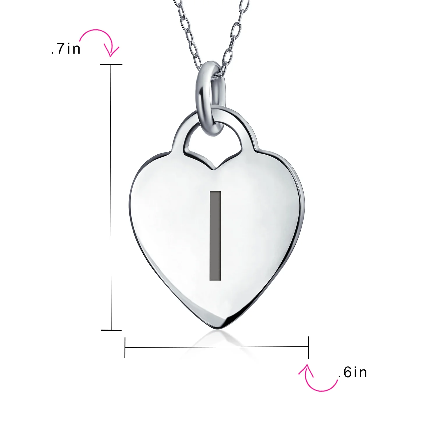 Tiny Minimalist Heart Initial Pendant Necklace Sterling Silver A-Z Alphabet - Image 86