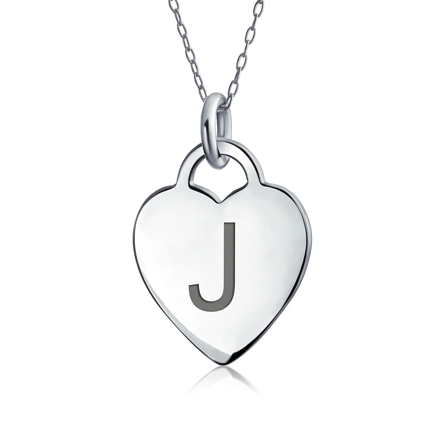 Tiny Minimalist Heart Initial Pendant Necklace Sterling Silver A-Z Alphabet - Image 9