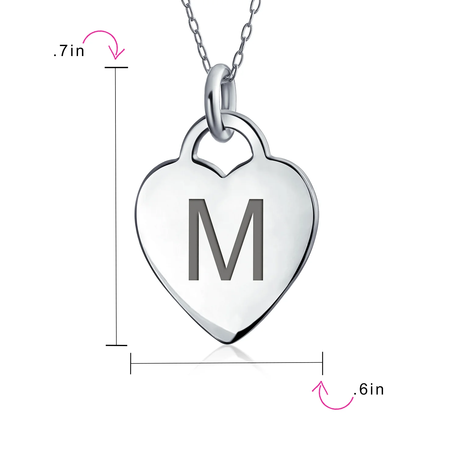 Tiny Minimalist Heart Initial Pendant Necklace Sterling Silver A-Z Alphabet - Image 90