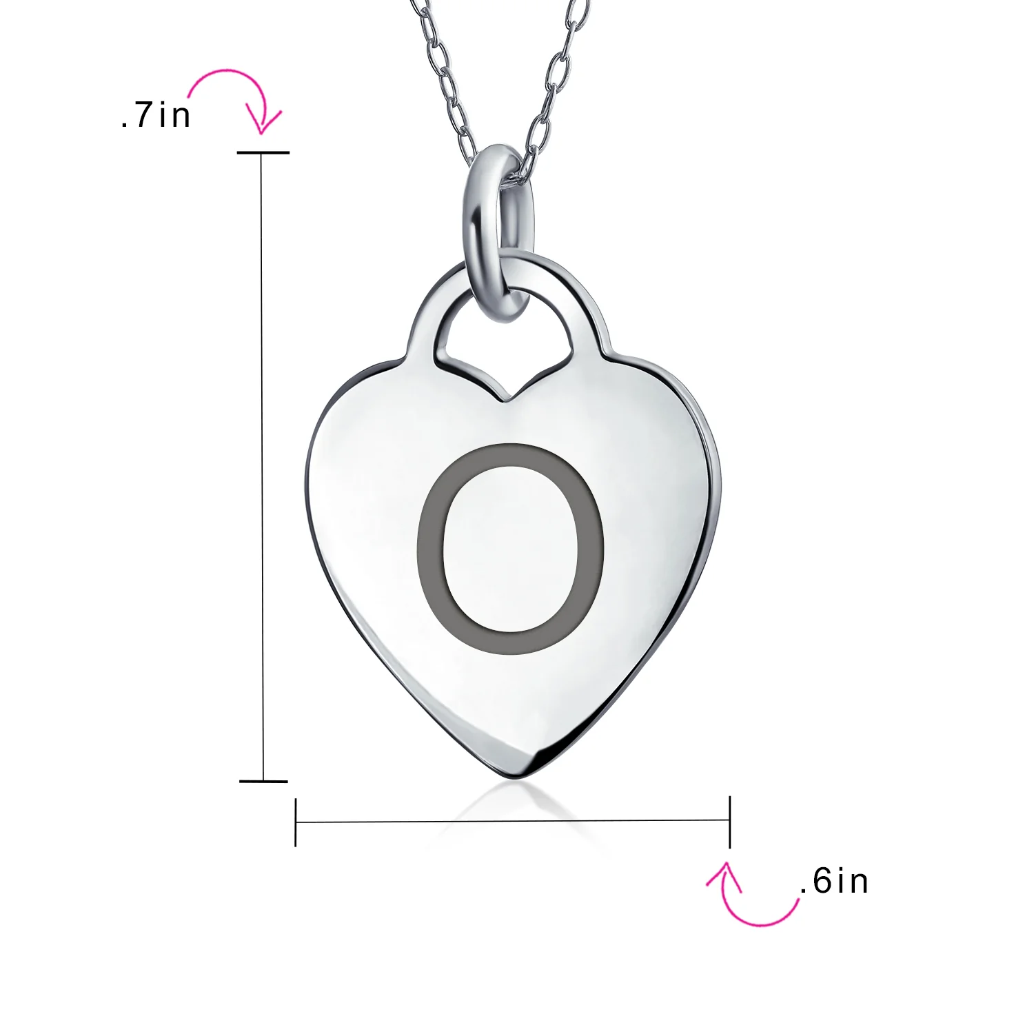 Tiny Minimalist Heart Initial Pendant Necklace Sterling Silver A-Z Alphabet - Image 92