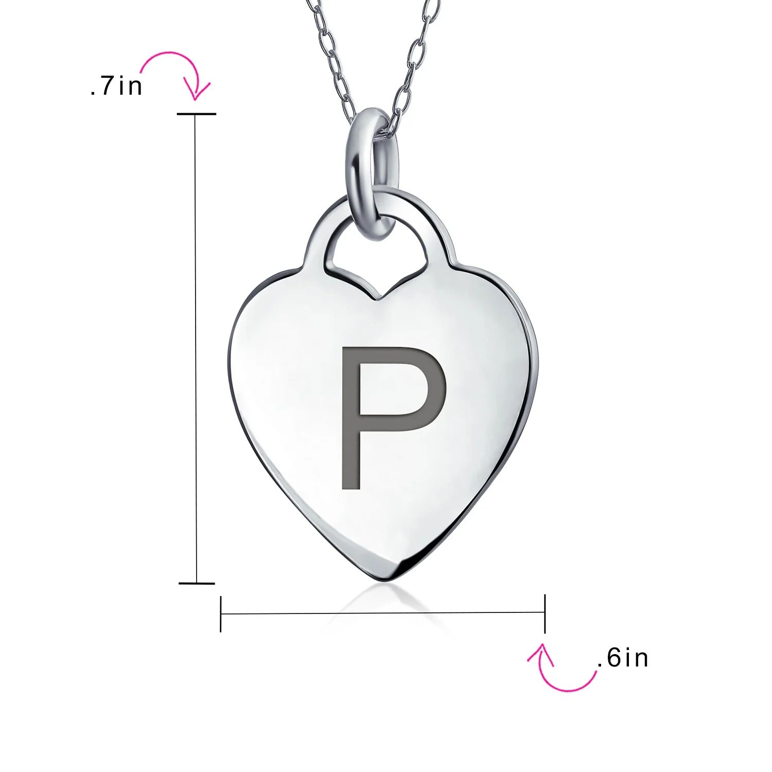 Tiny Minimalist Heart Initial Pendant Necklace Sterling Silver A-Z Alphabet - Image 93