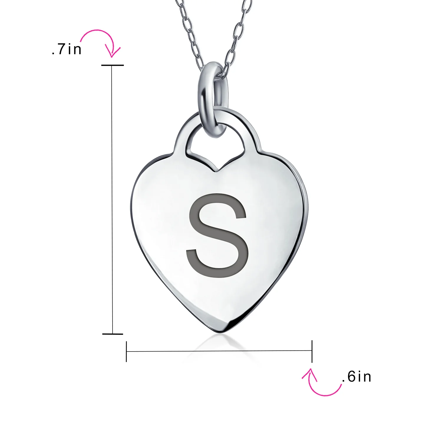 Tiny Minimalist Heart Initial Pendant Necklace Sterling Silver A-Z Alphabet - Image 96