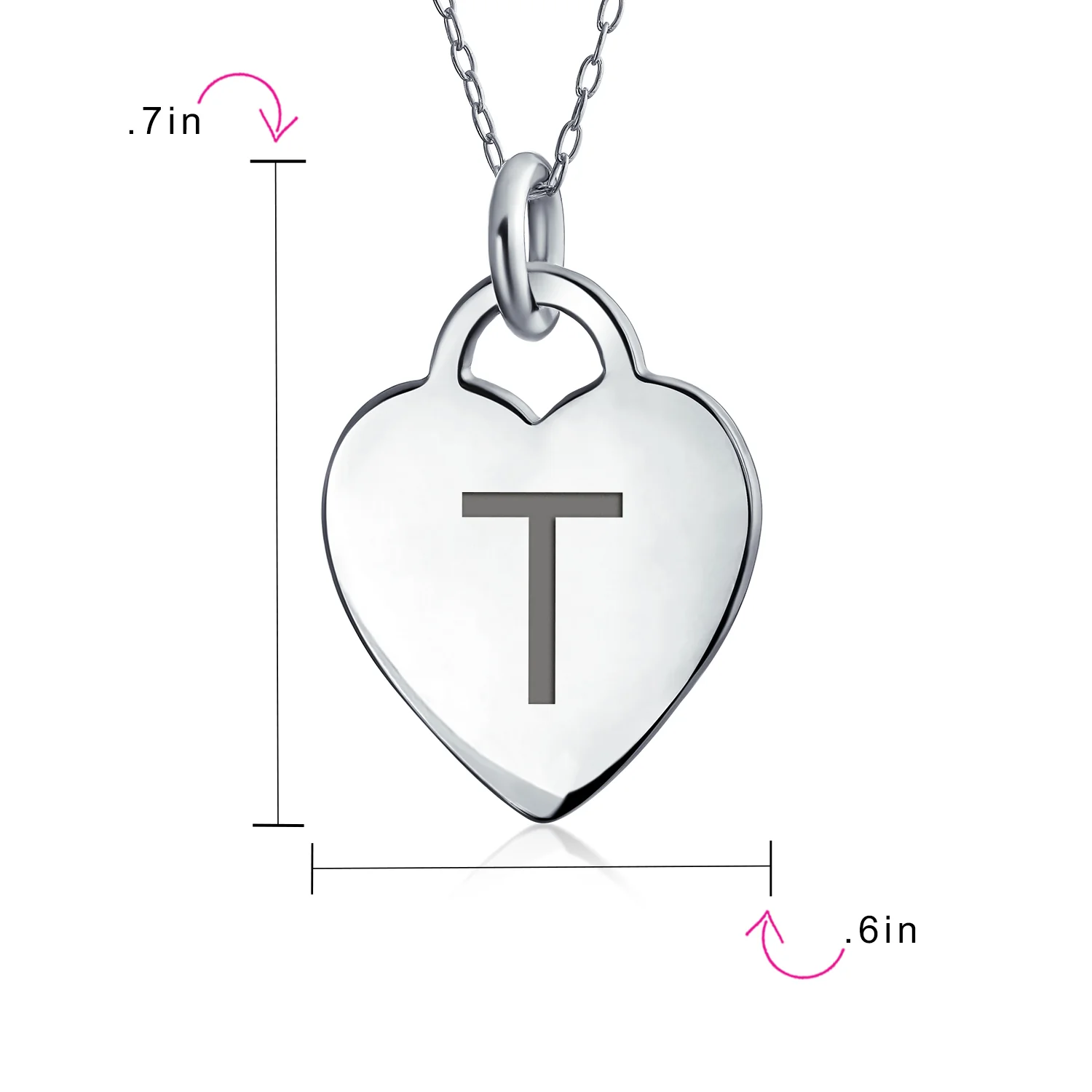 Tiny Minimalist Heart Initial Pendant Necklace Sterling Silver A-Z Alphabet - Image 97