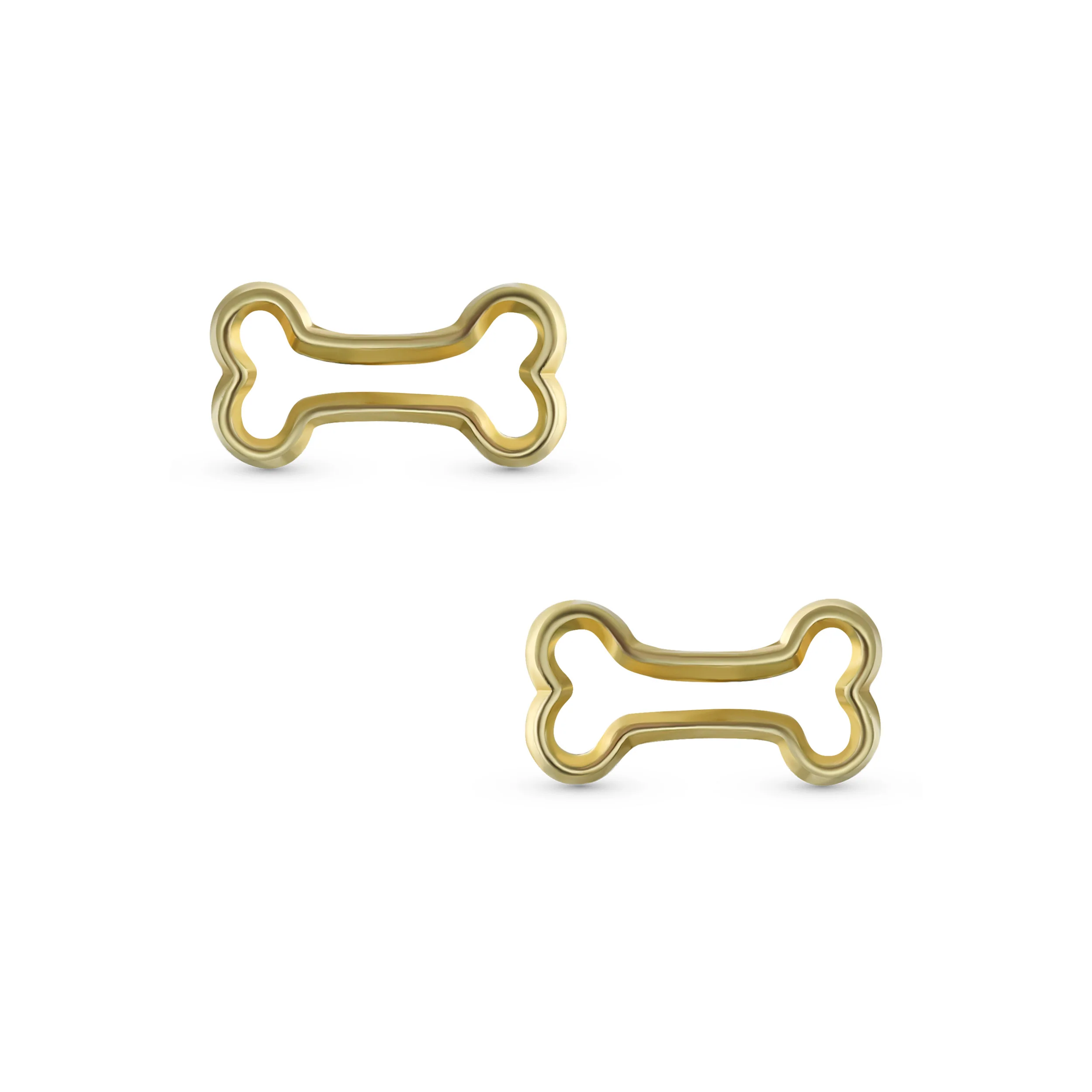 Tiny Mini BFF Pet Dog Bone Stud Earrings 10K Yellow Gold Screw Back Cartilage - Image 2