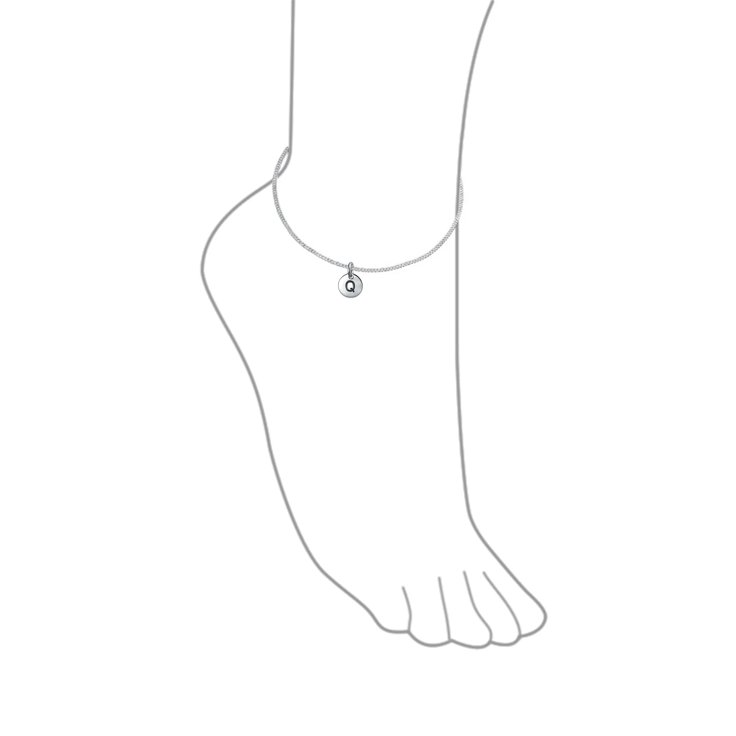 Tiny Minimalist ABC Block Letter Anklet Ankle Bracelet Sterling Silver - Image 119