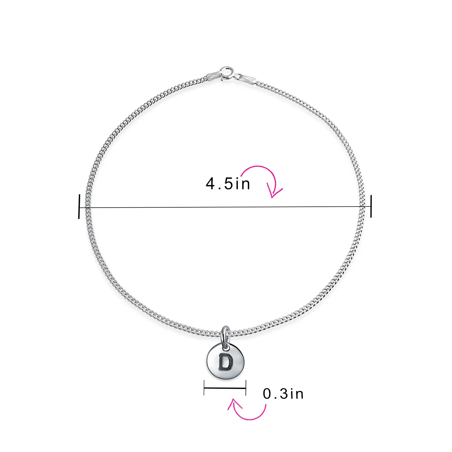 Tiny Minimalist ABC Block Letter Anklet Ankle Bracelet Sterling Silver - Image 157