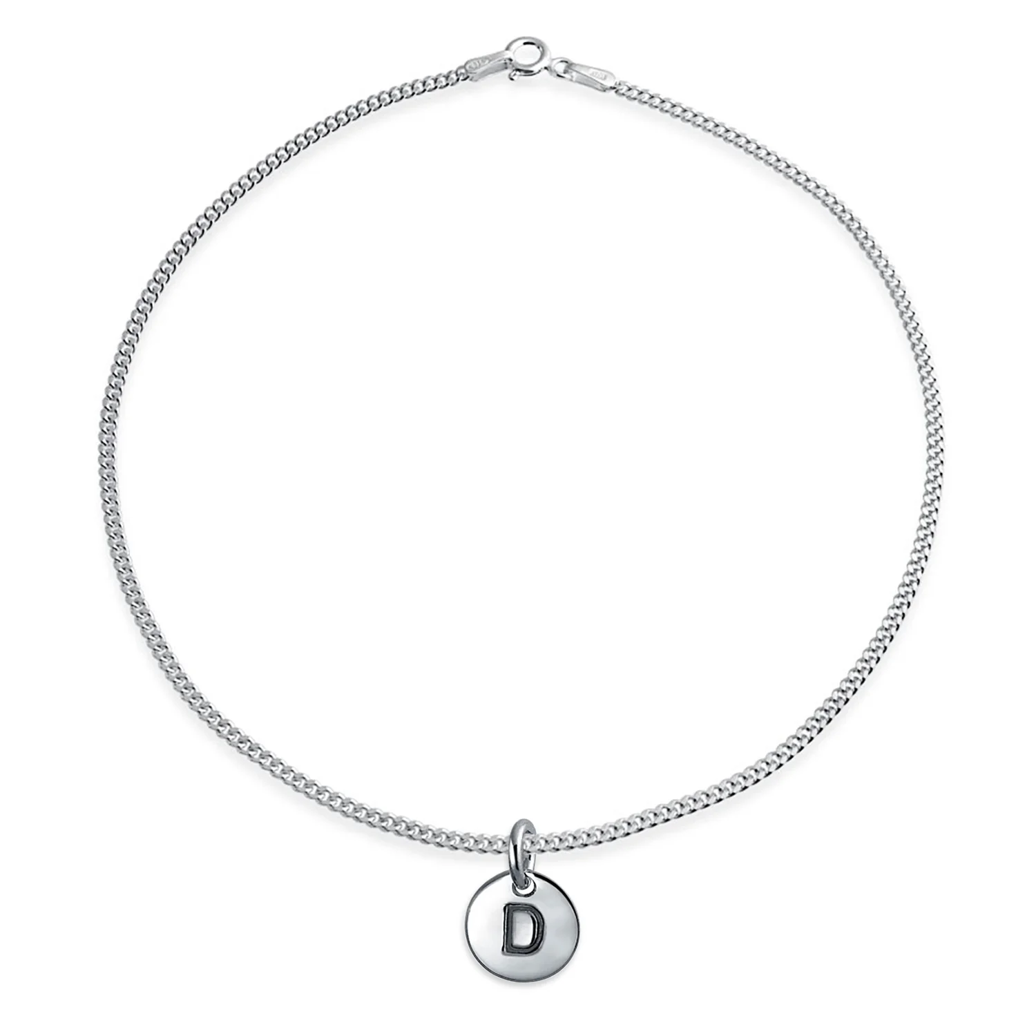 Tiny Minimalist ABC Block Letter Anklet Ankle Bracelet Sterling Silver - Image 4