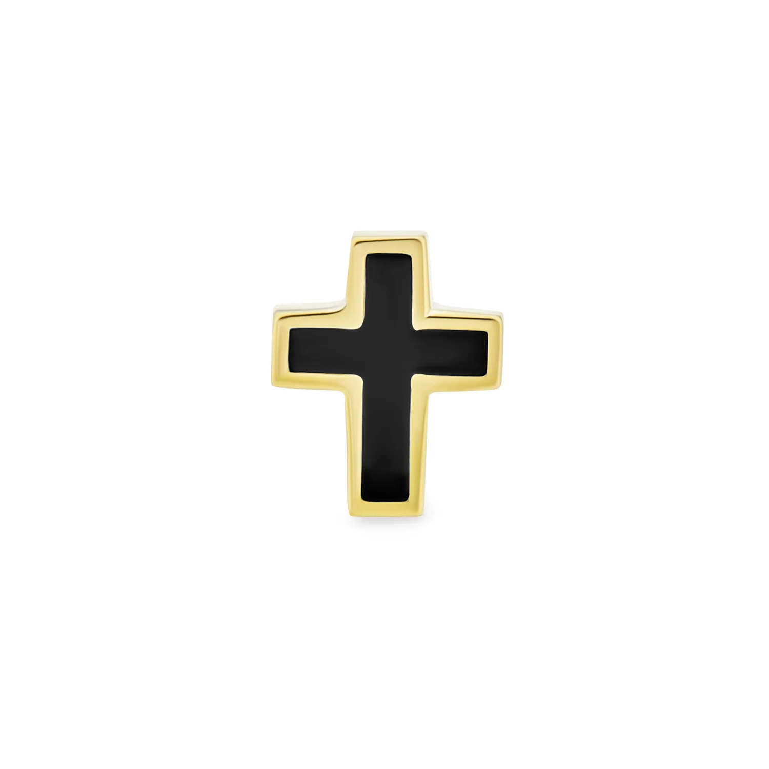 Tiny Minimalist 3D Cross Cartilage Ear Stud Earring Black Plated 14K Gold - Image 2