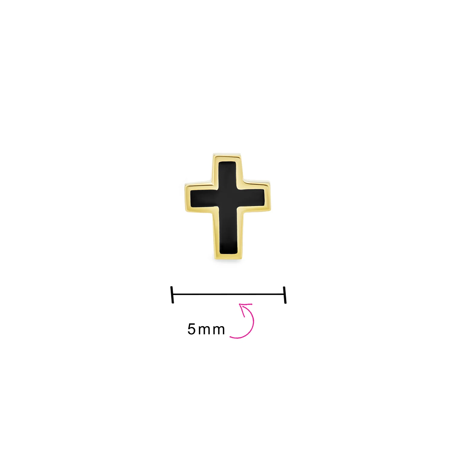 Tiny Minimalist 3D Cross Cartilage Ear Stud Earring Black Plated 14K Gold - Image 4