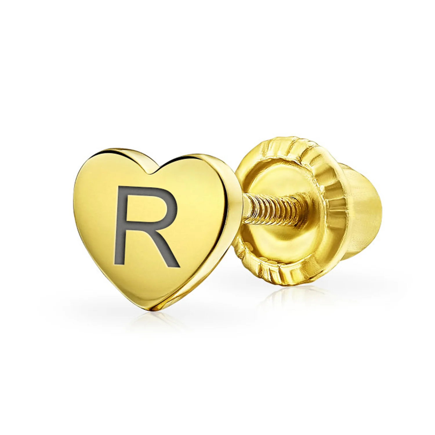 Tiny Minimalist 14K Gold Cartilage Ear Stud Helix Daith Heart Earring Screw Back - Image 19