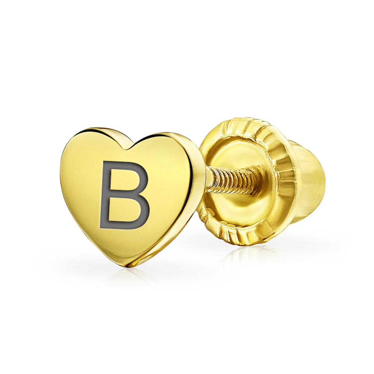Tiny Minimalist 14K Gold Cartilage Ear Stud Helix Daith Heart Earring Screw Back - Image 3