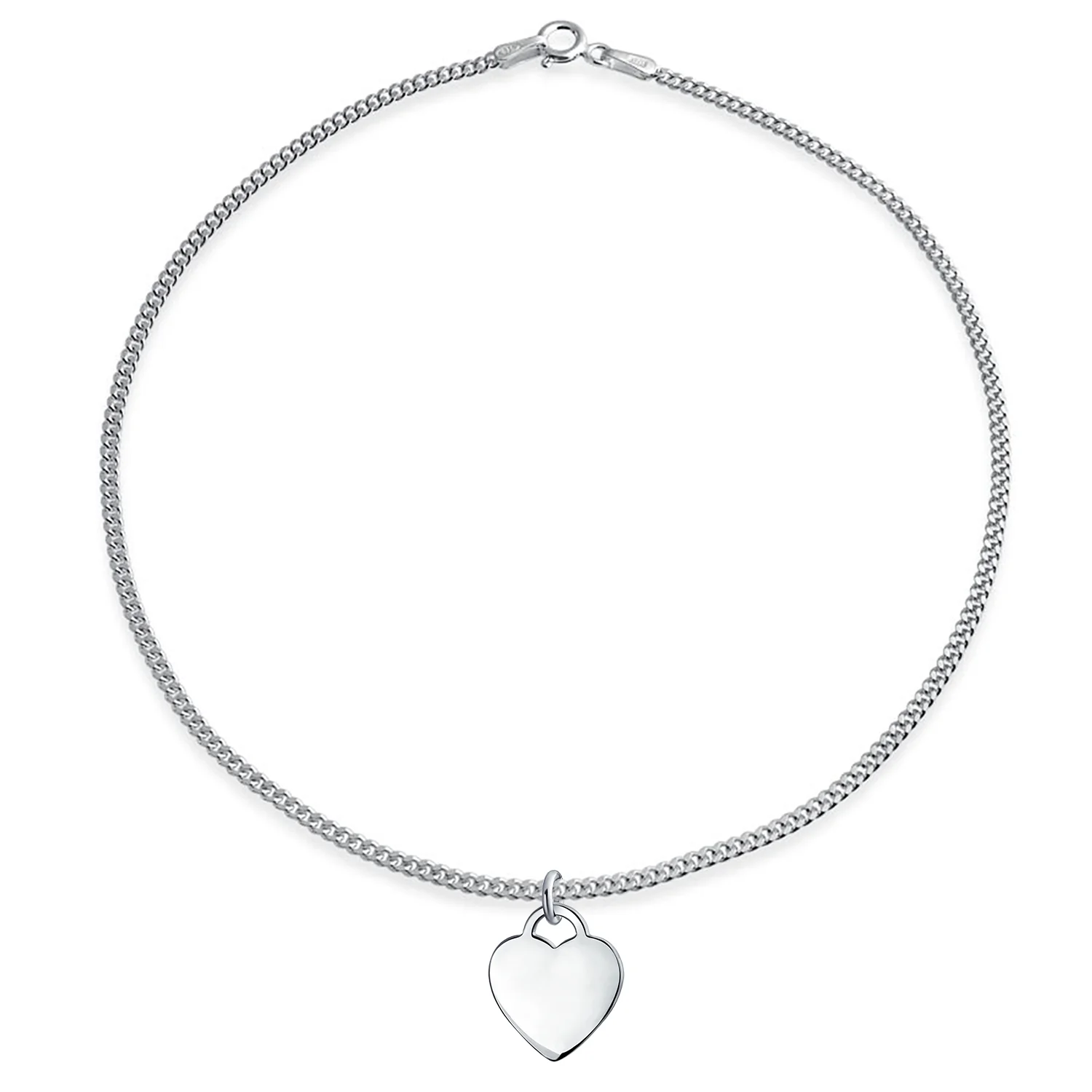 Dangling Heart Charm Anklet Ankle Bracelet Sterling Silver